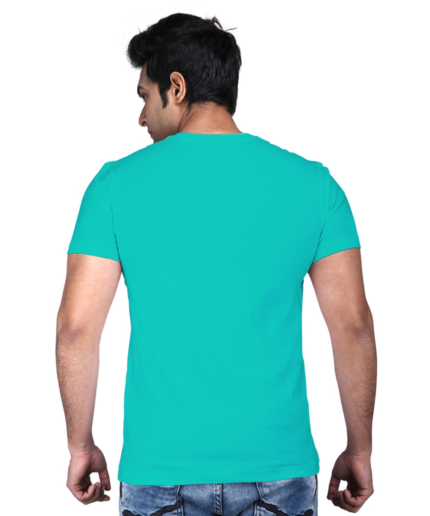 Tri Colour Ganesha - Premium Round Neck Cotton Tees for Men - Sea Green
