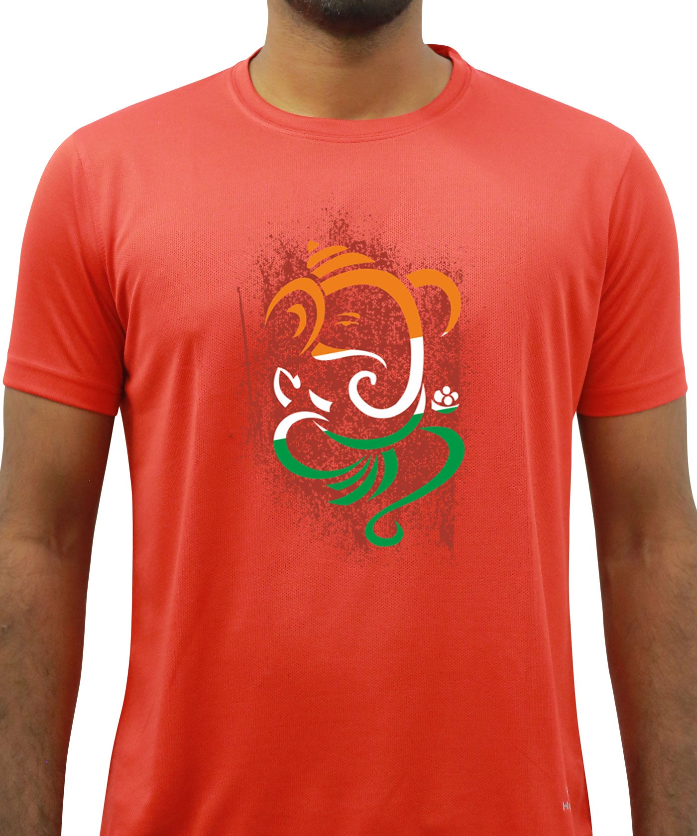 Tri Colour Ganesha - Dryfit T-Shirt for Men - Red