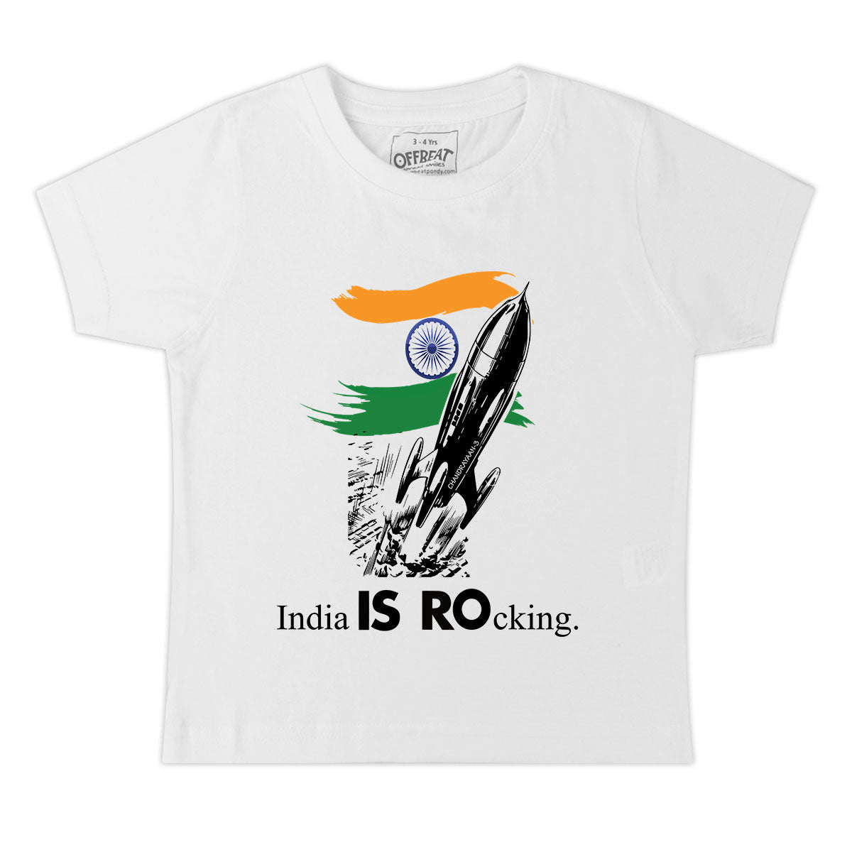 India Is Rocking - Premium Round Neck Cotton Tees for Kids - White