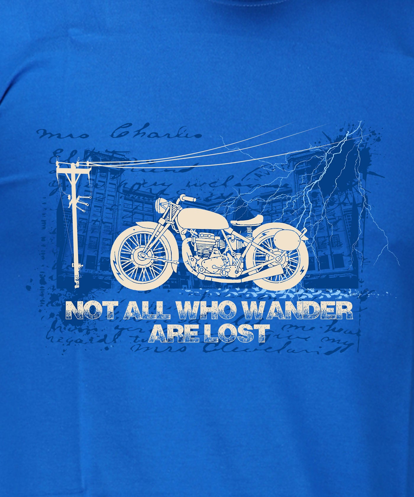 Not All Who Wander - Premium Round Neck Cotton Tees for Men - Electric Blue