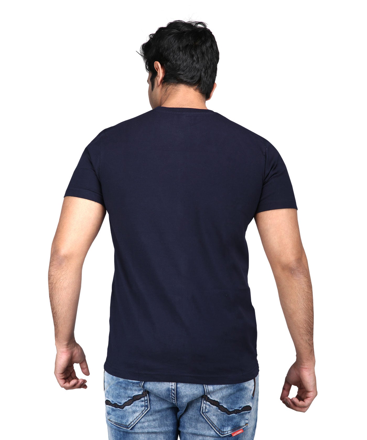 Square Ganesha - Premium Round Neck Cotton Tees for Men - Navy Blue
