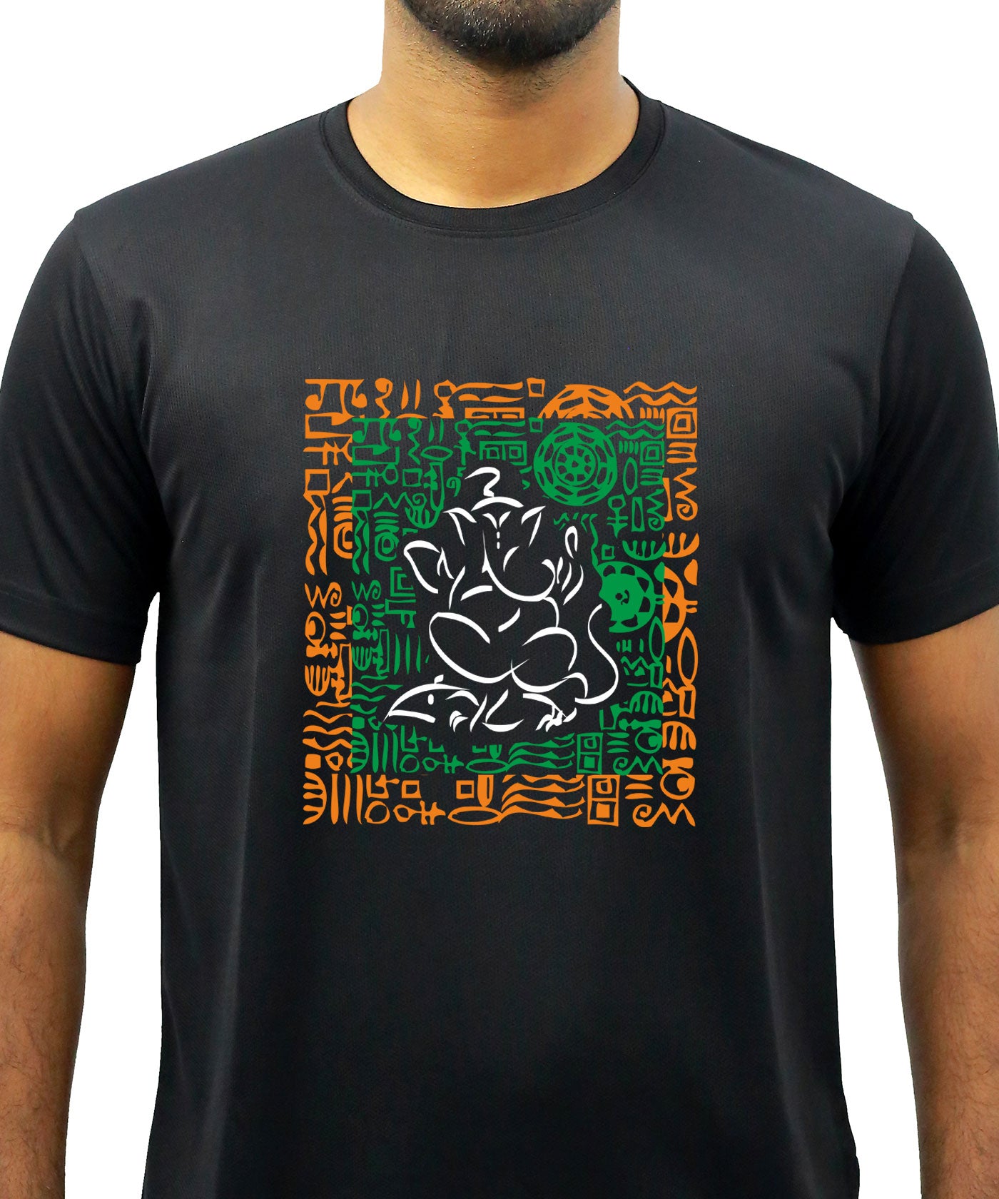 Square Ganesha - Dryfit T-Shirt for Men - Black