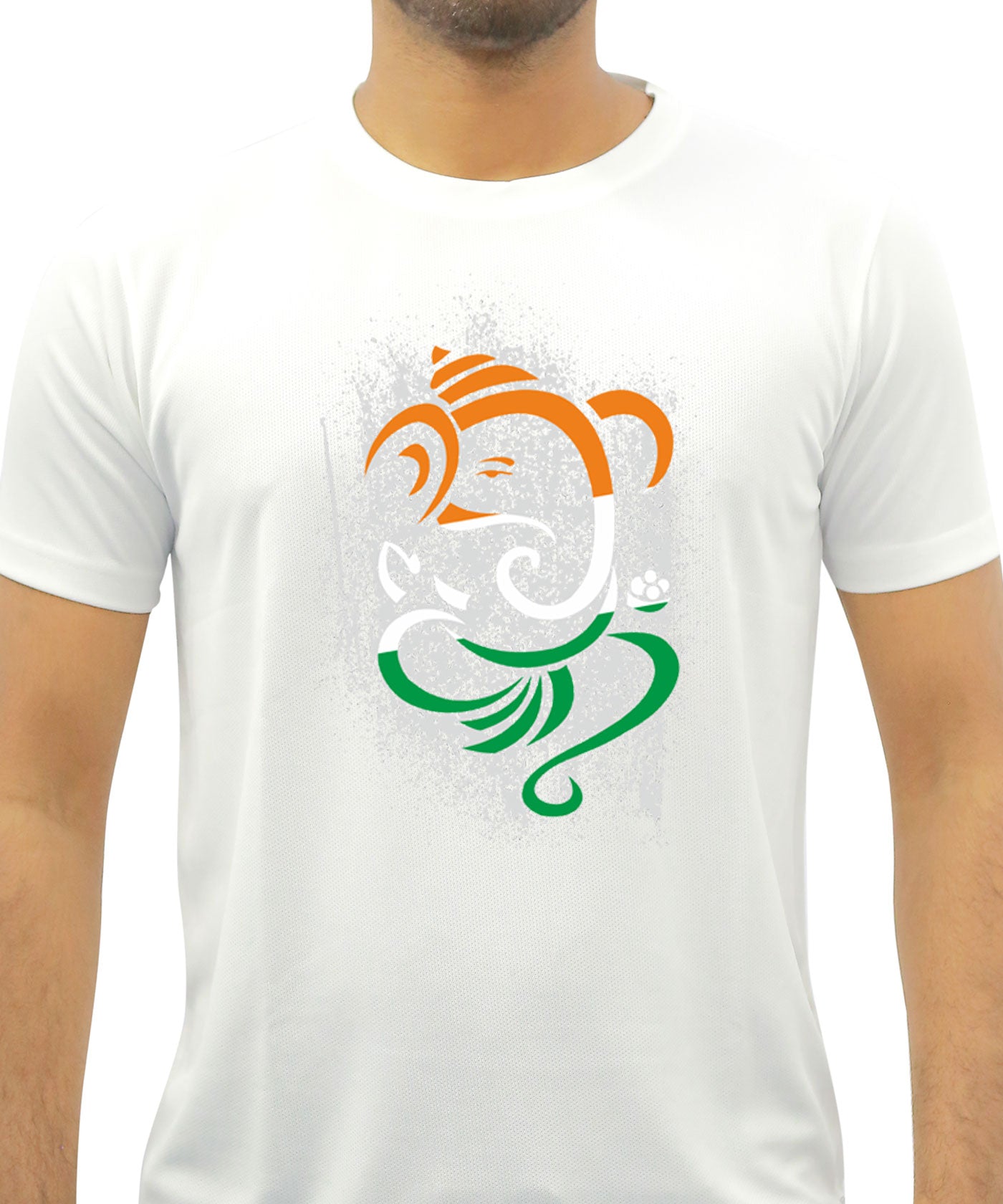 Tri Colour Ganesha - Dryfit T-Shirt for Men - White