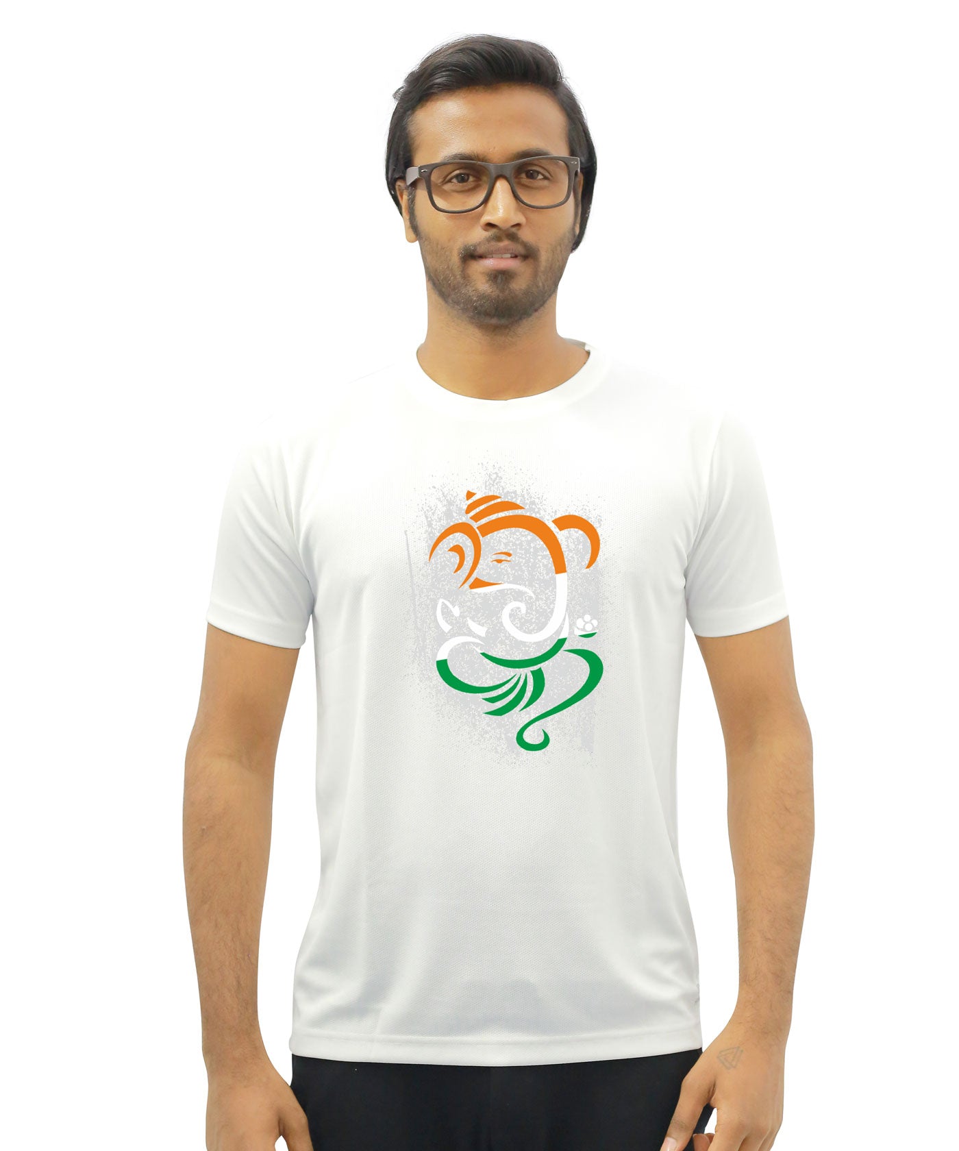 Tri Colour Ganesha - Dryfit T-Shirt for Men - White