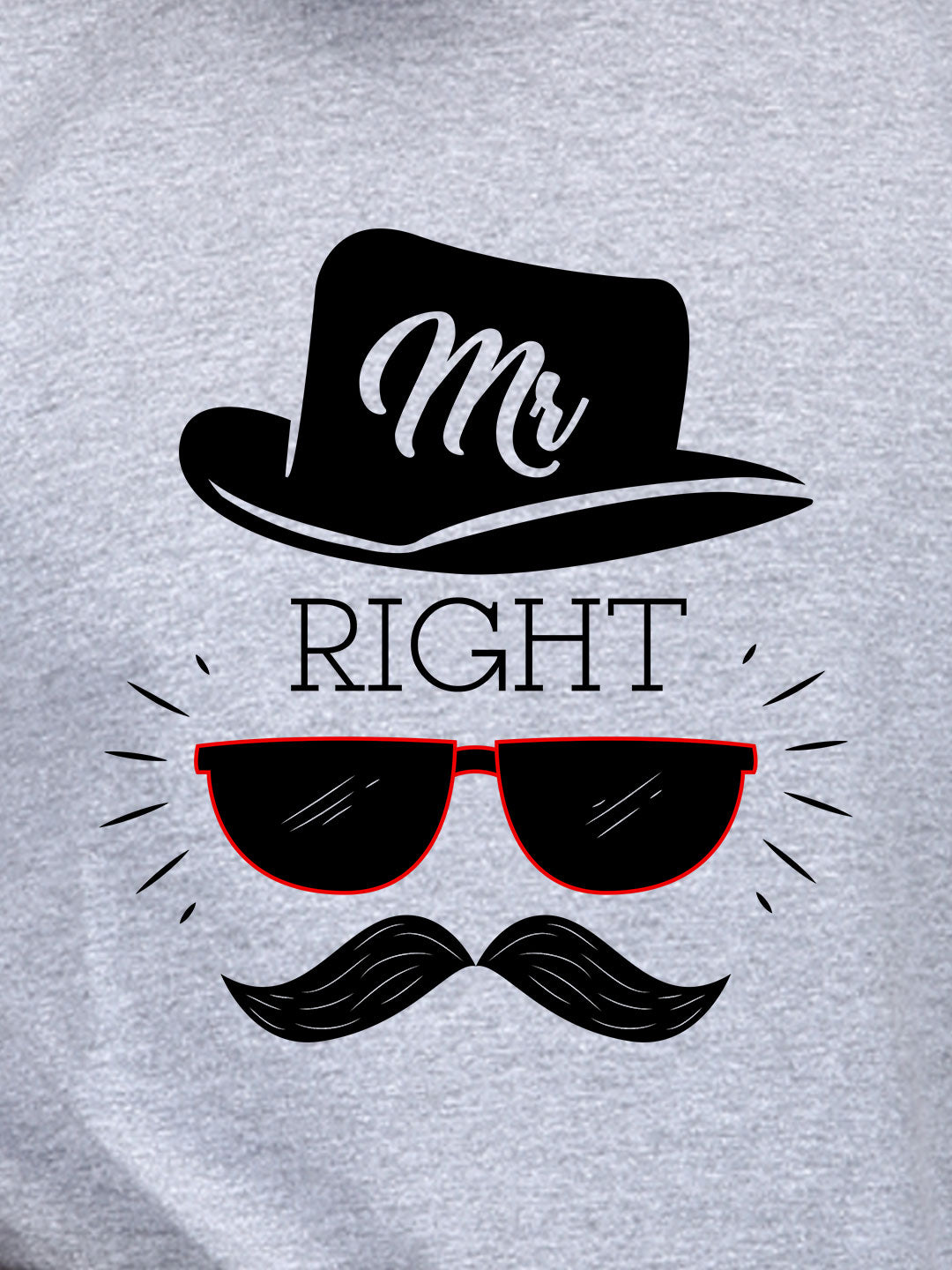 Mr. Right - Premium Round Neck Cotton Tees for Men - Grey Melange