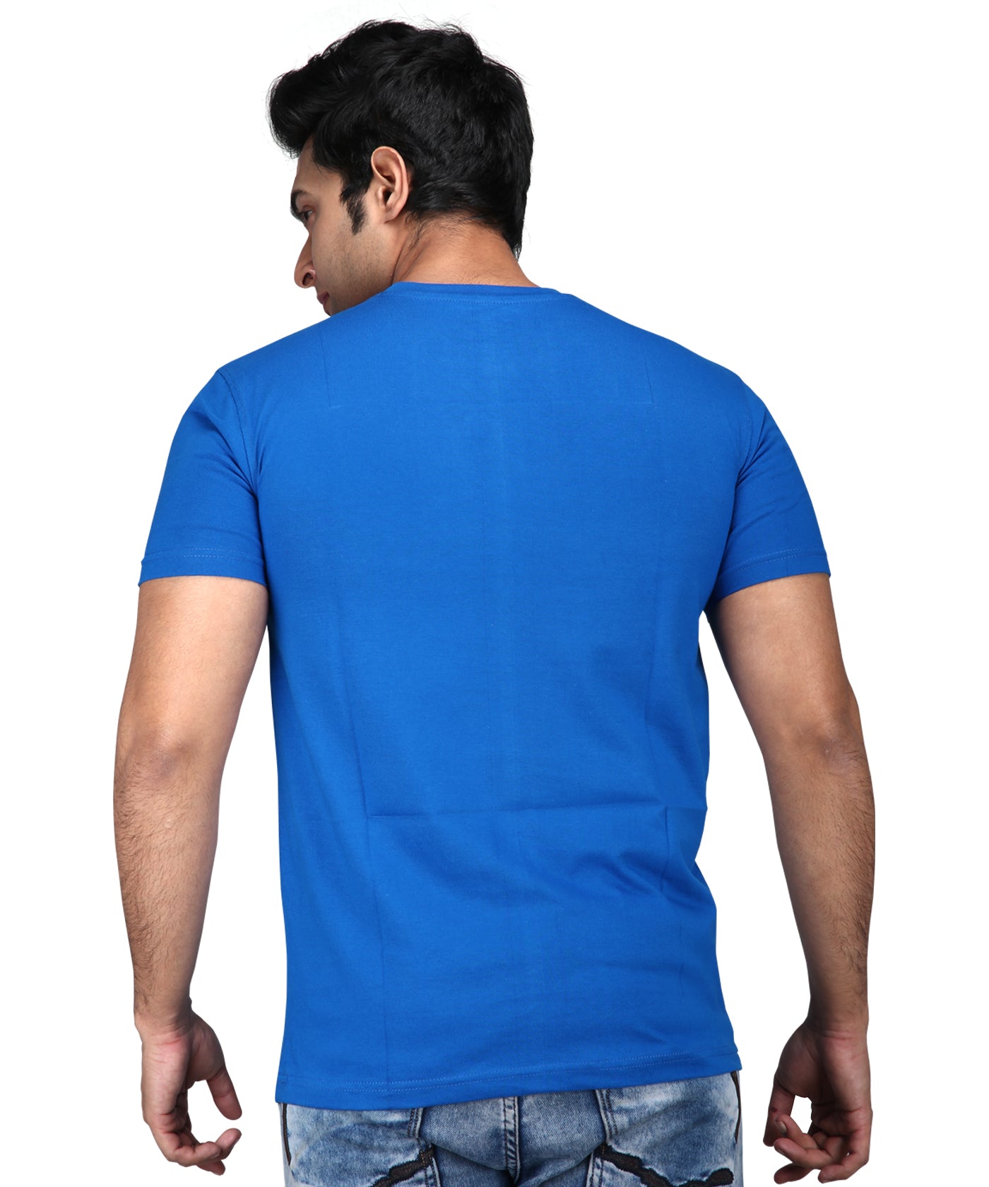 Google Answers - Premium Round Neck Cotton Tees for Men - Black And Electric Blue