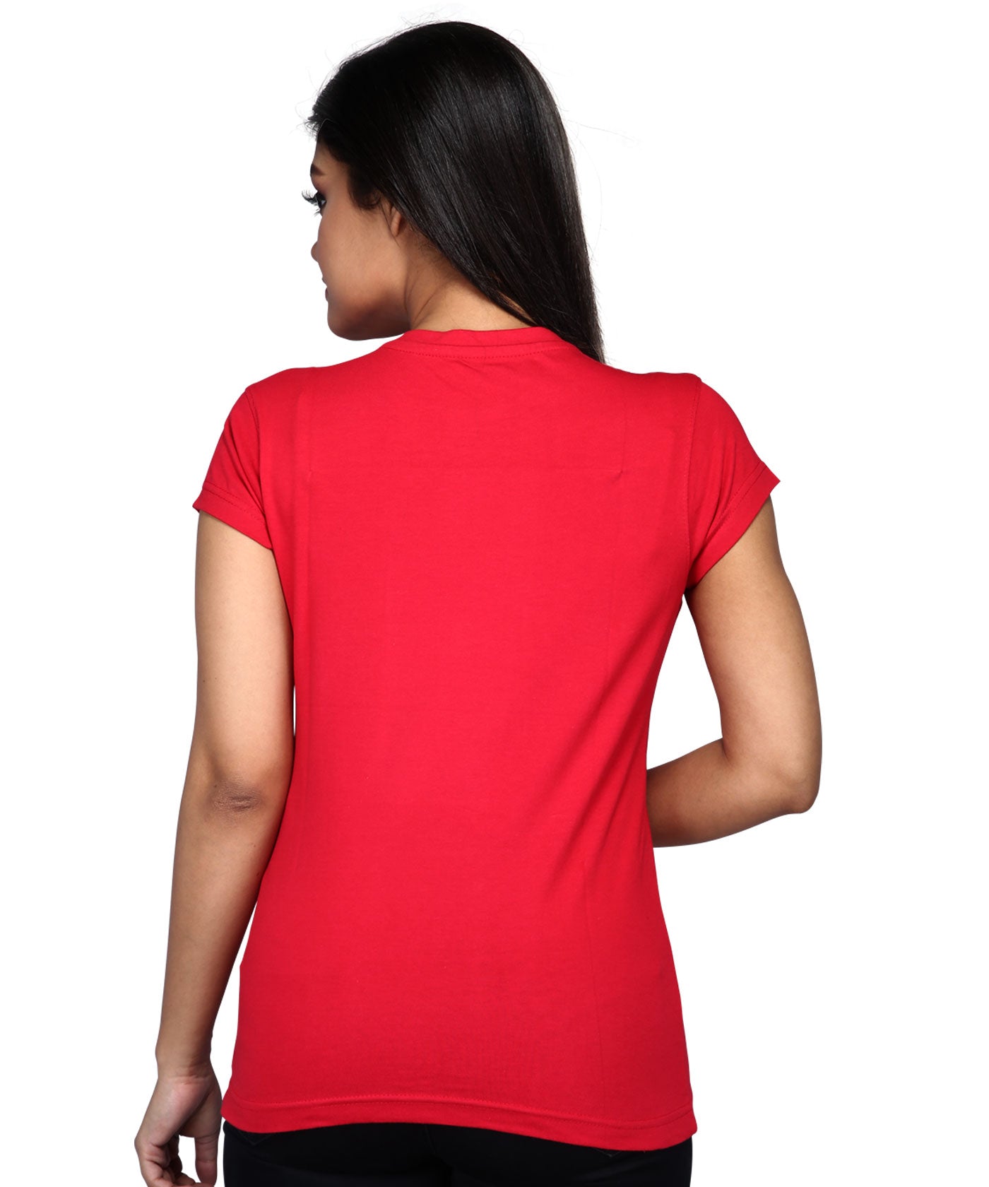 Rose At Right Side - Block Print Tees for Women - Red