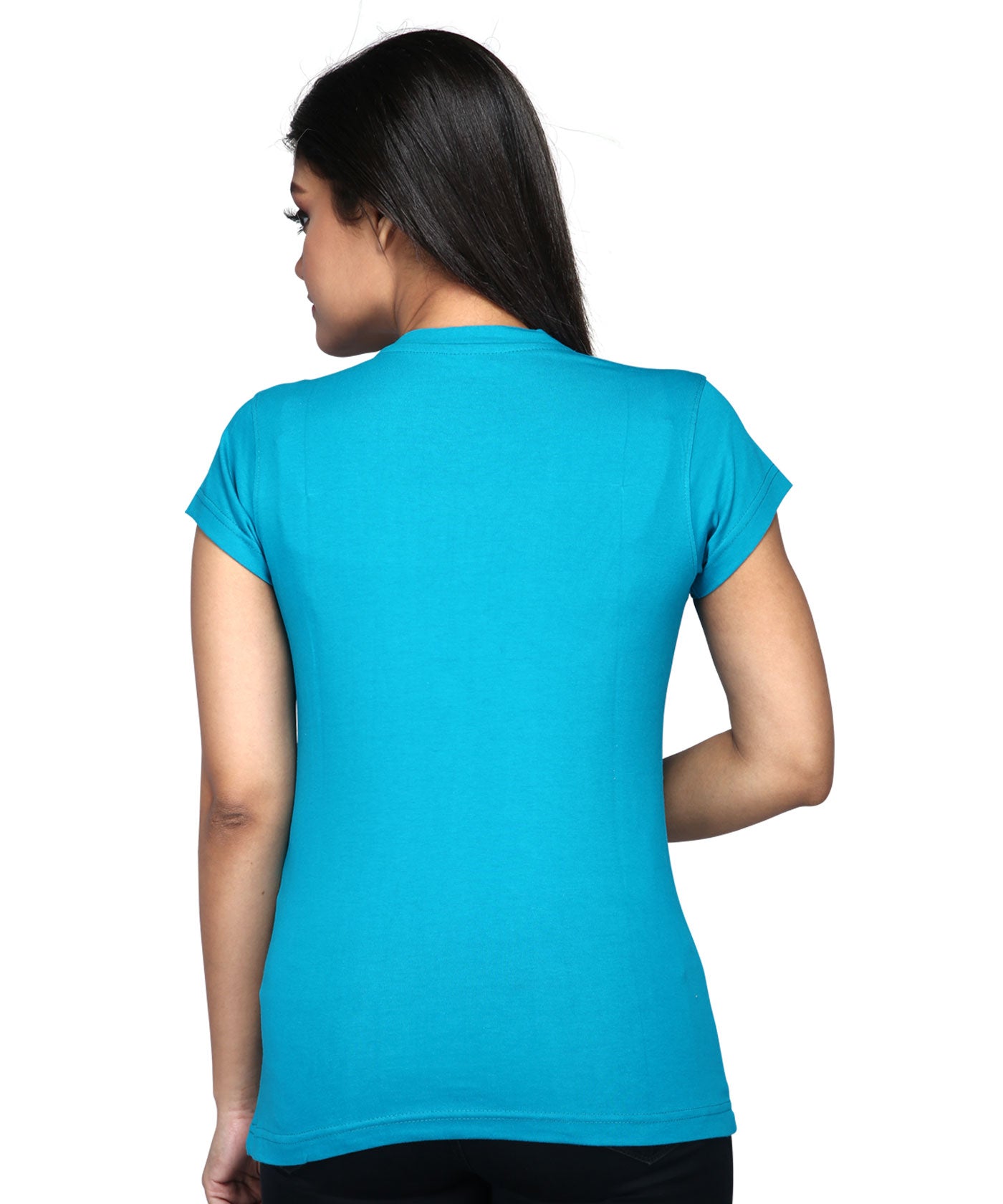 Design Border - Block Print Tees for Women - Turquoise
