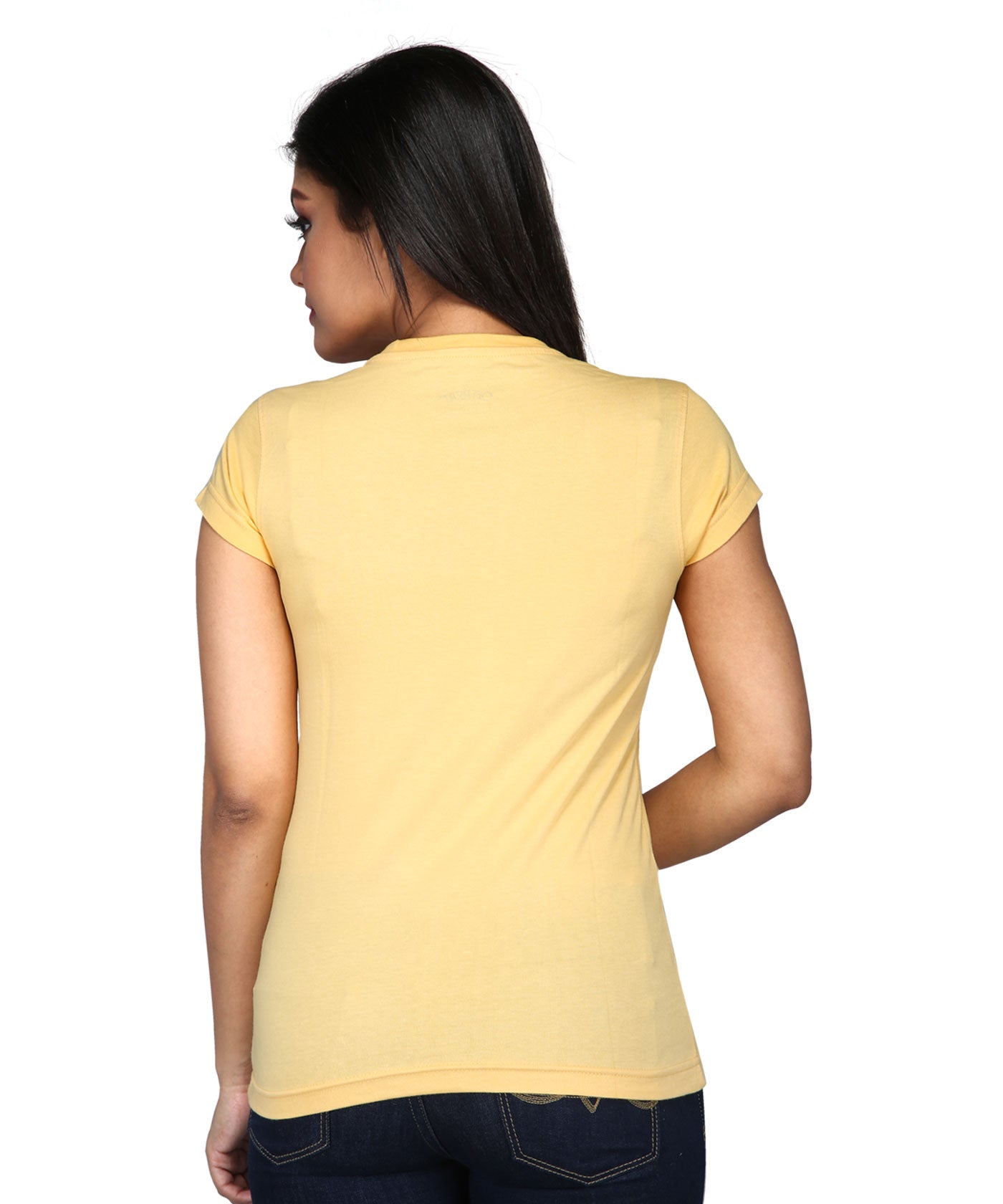Half Print - Block Print Tees for Women - Golden Yellow