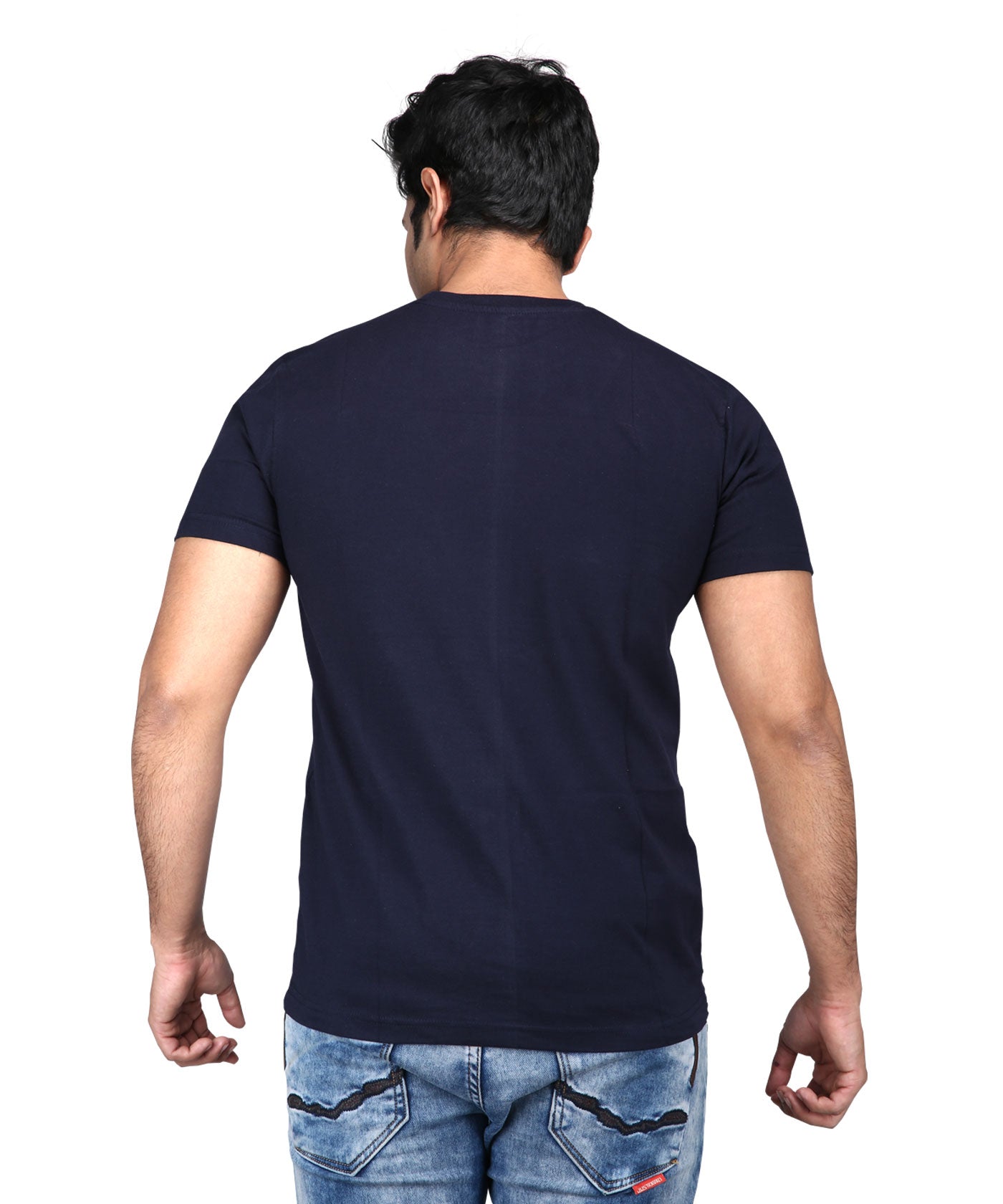 India Tri Colour - Premium Round Neck Cotton Tees for Men - Navy Blue