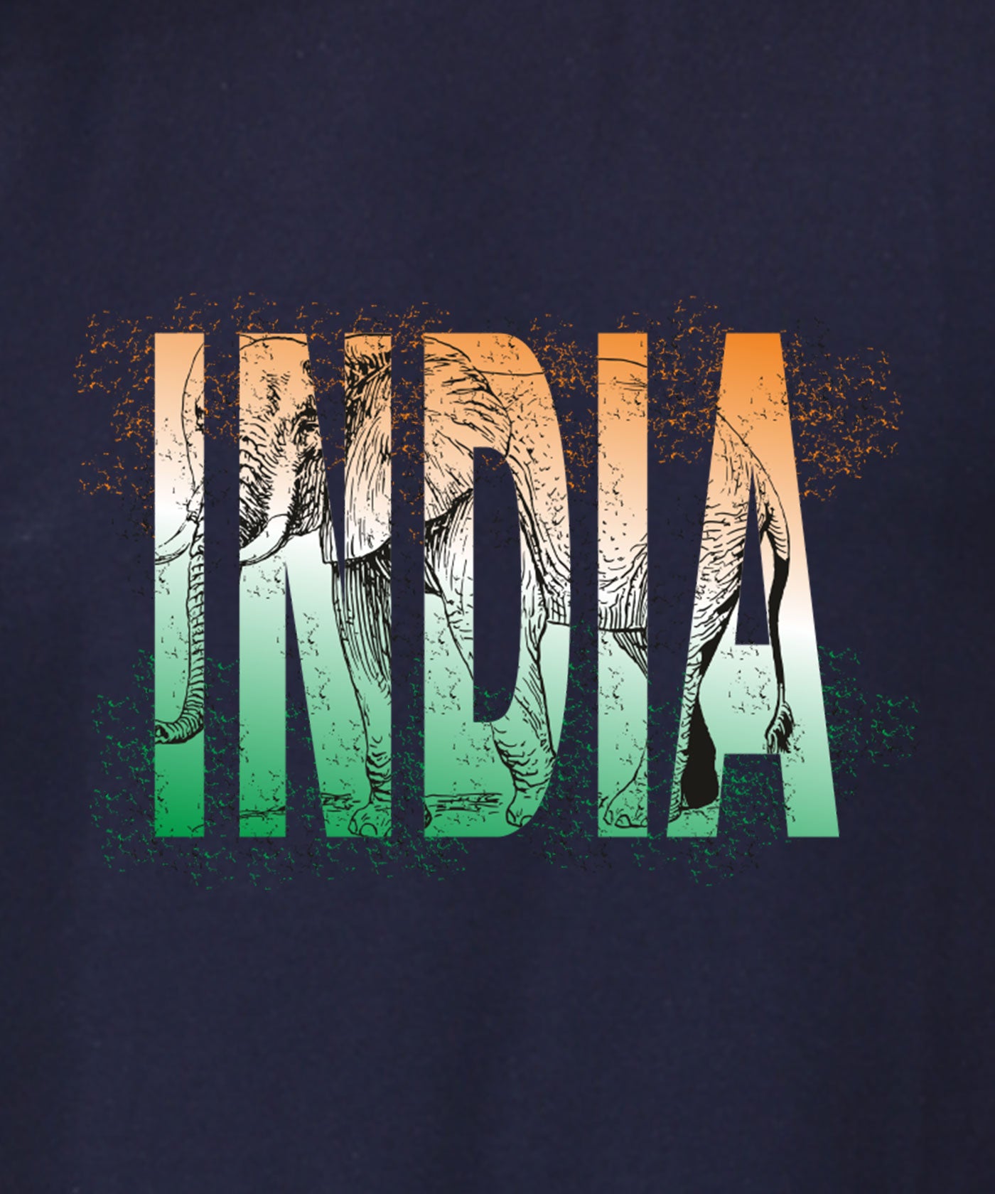India Tri Colour - Premium Round Neck Cotton Tees for Men - Navy Blue