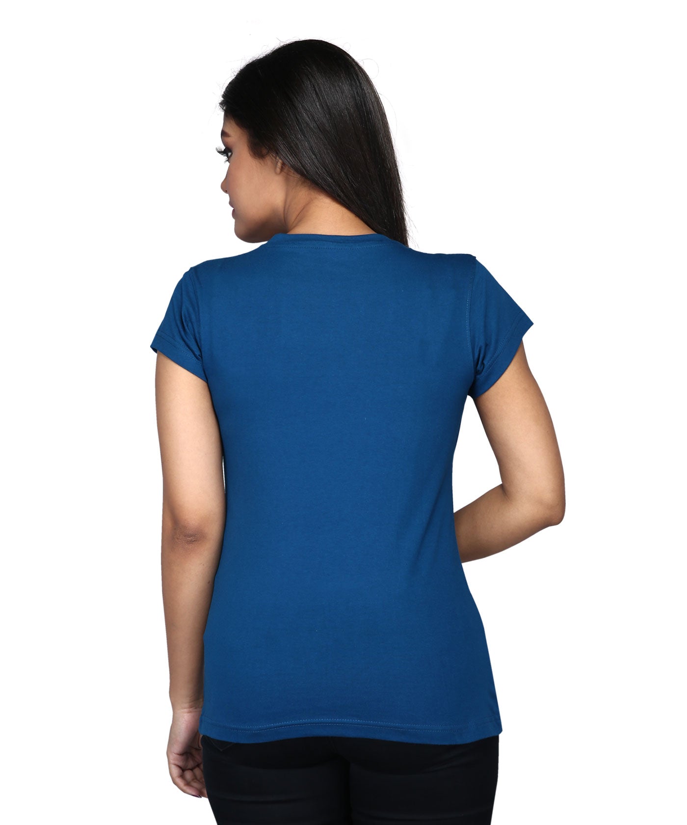 Double Line Border - Block Print Tees for Women - Intense Blue