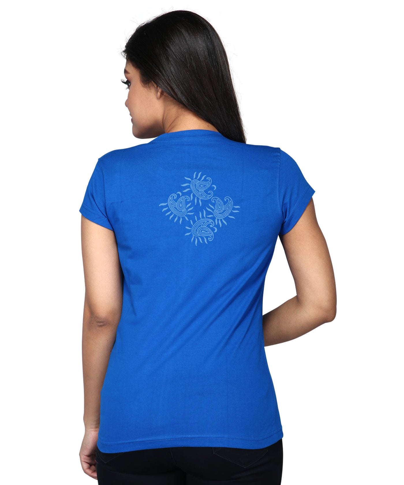 Cross Border - Block Print Tees for Women - Electric Blue