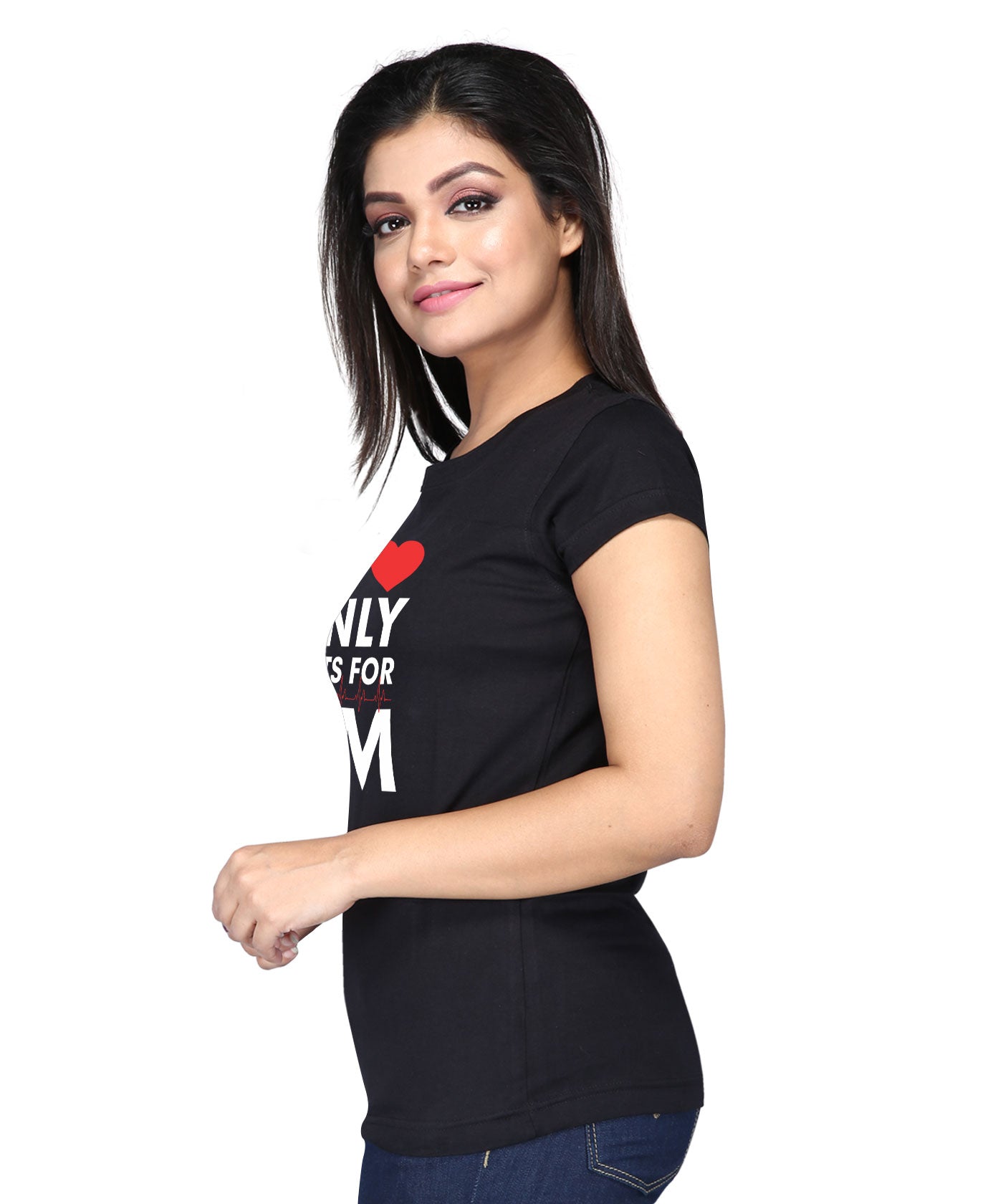 My Love Only beats for HIM - Premium Round Neck Cotton Tees for Women - Black
