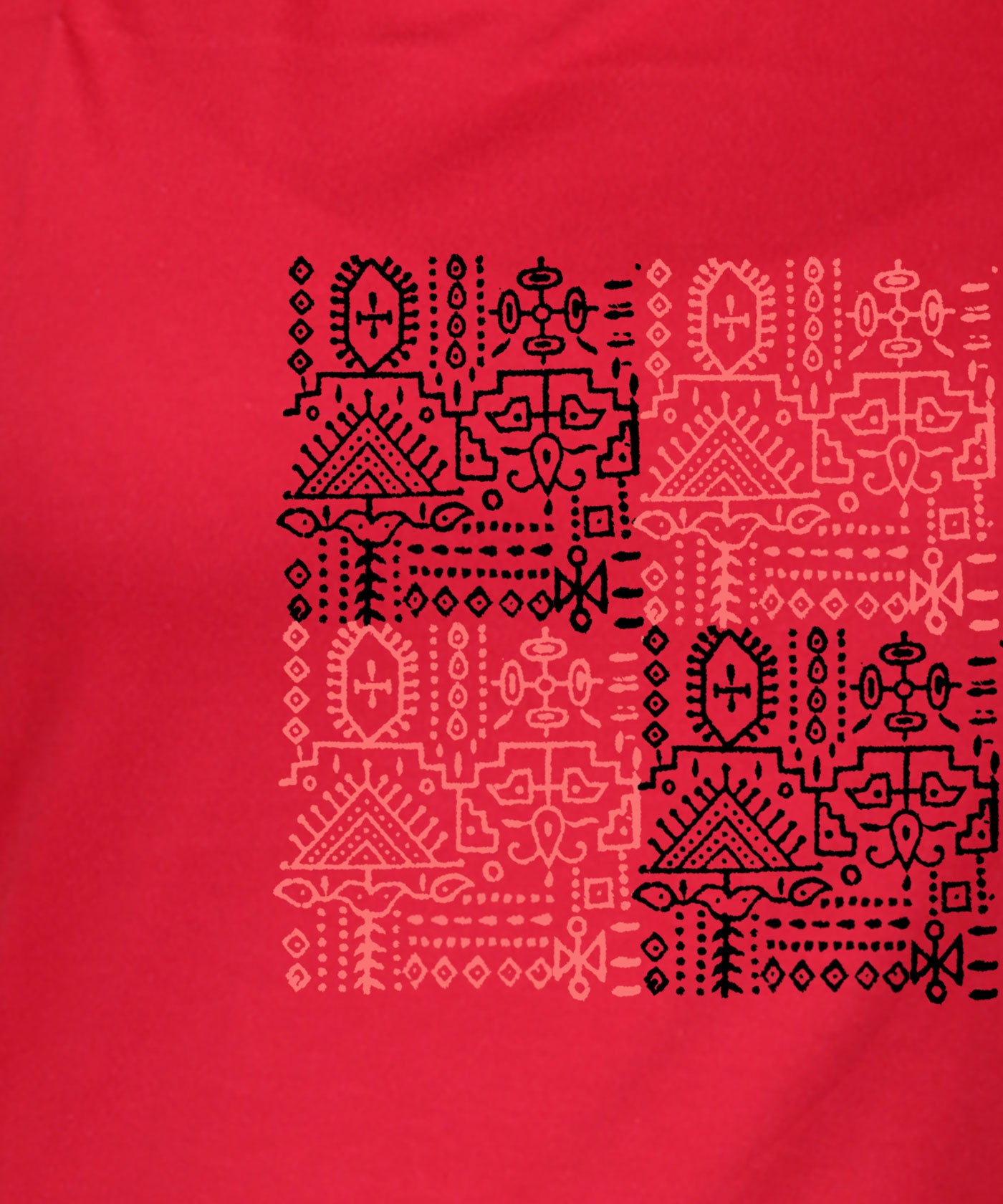 Square Art - Block Print Tees for Women - Red