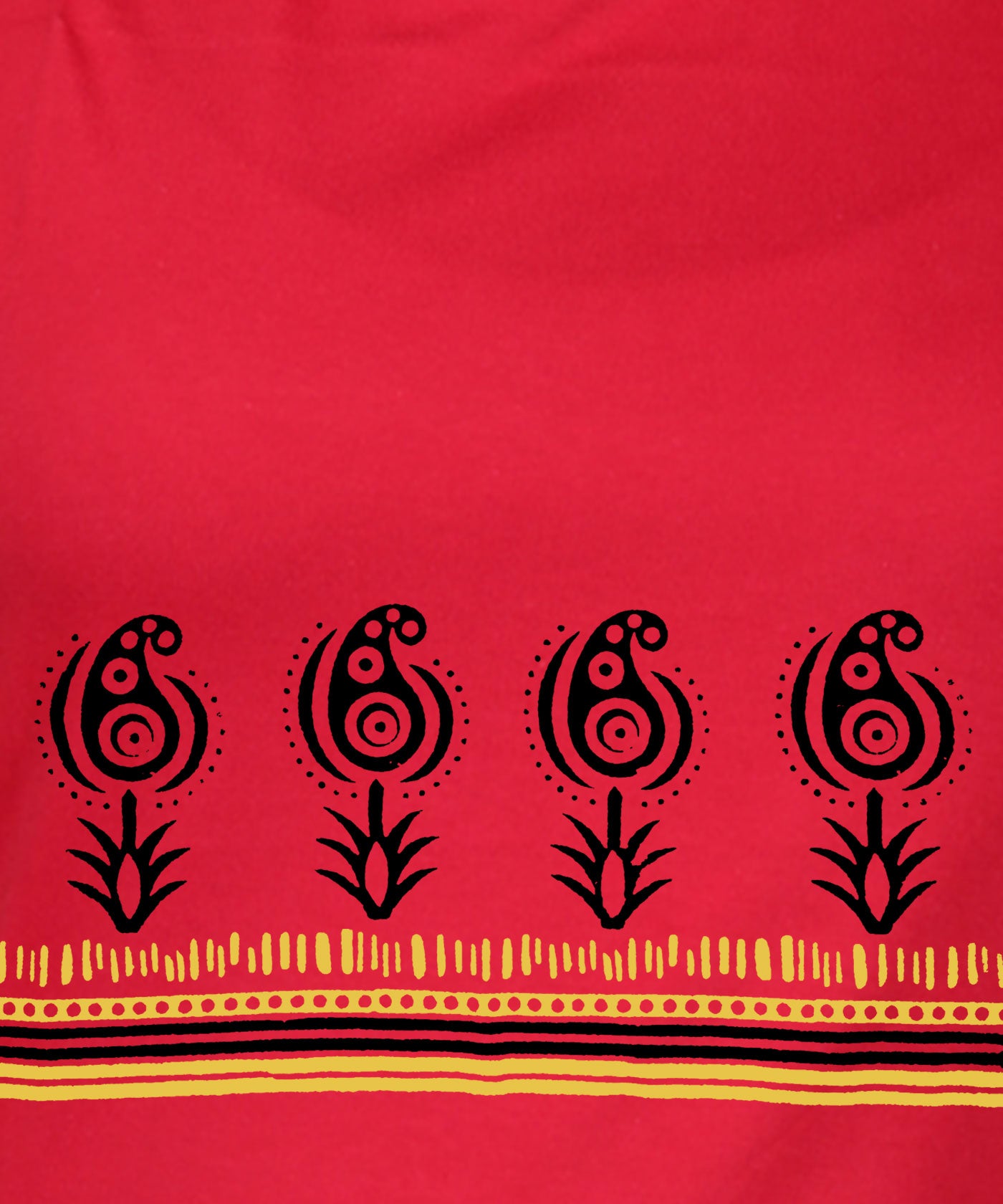 Mango Border - Block Print Tees for Women - Red