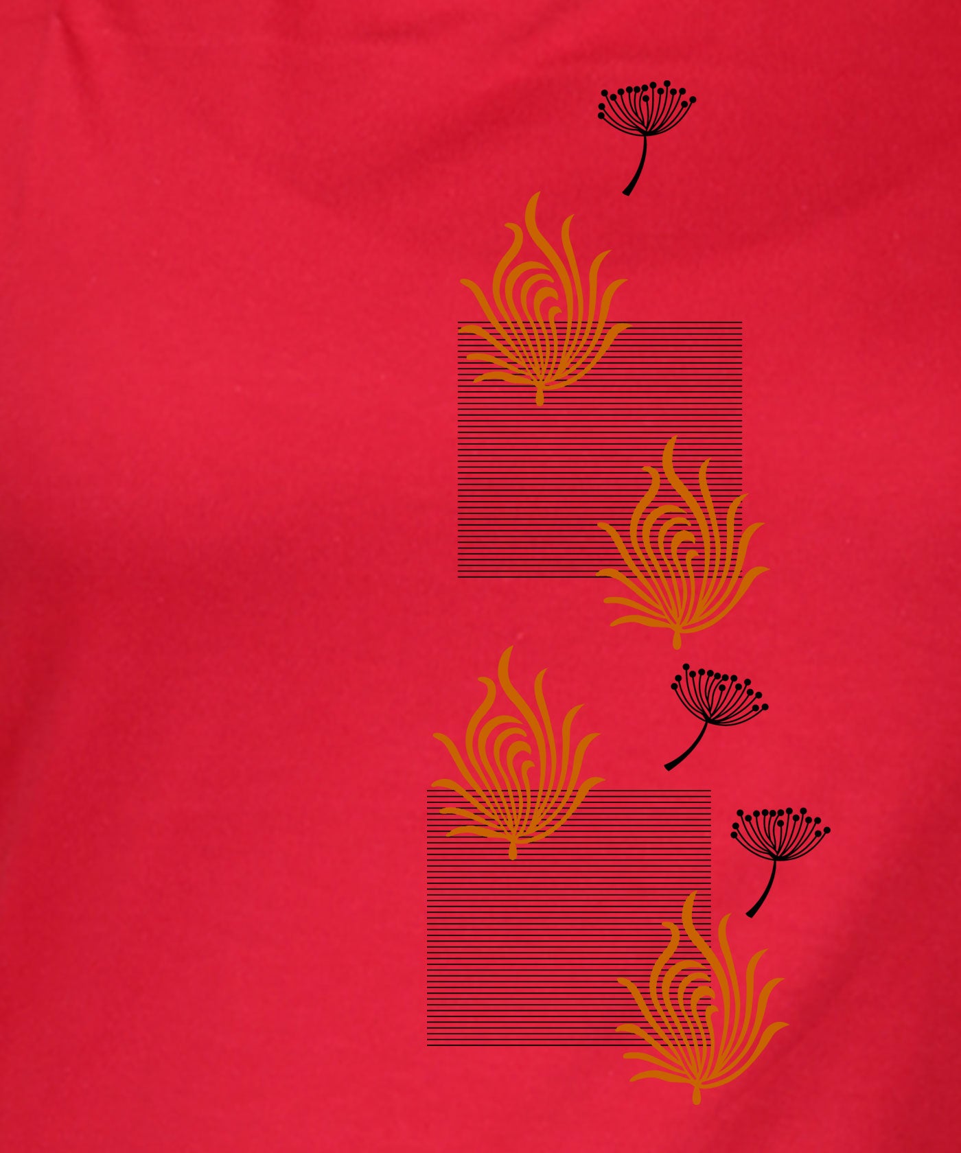 Lotus - Block Print Tees for Women - Red