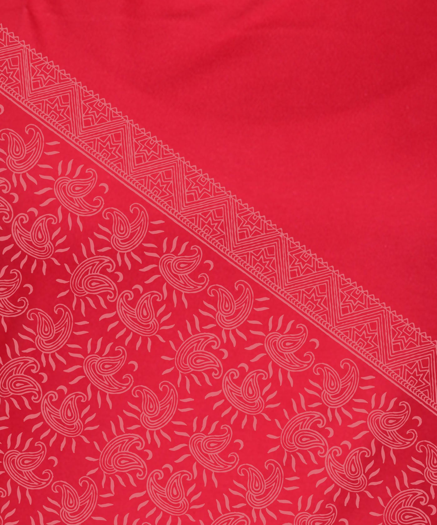Cross Border - Block Print Tees for Women - Red