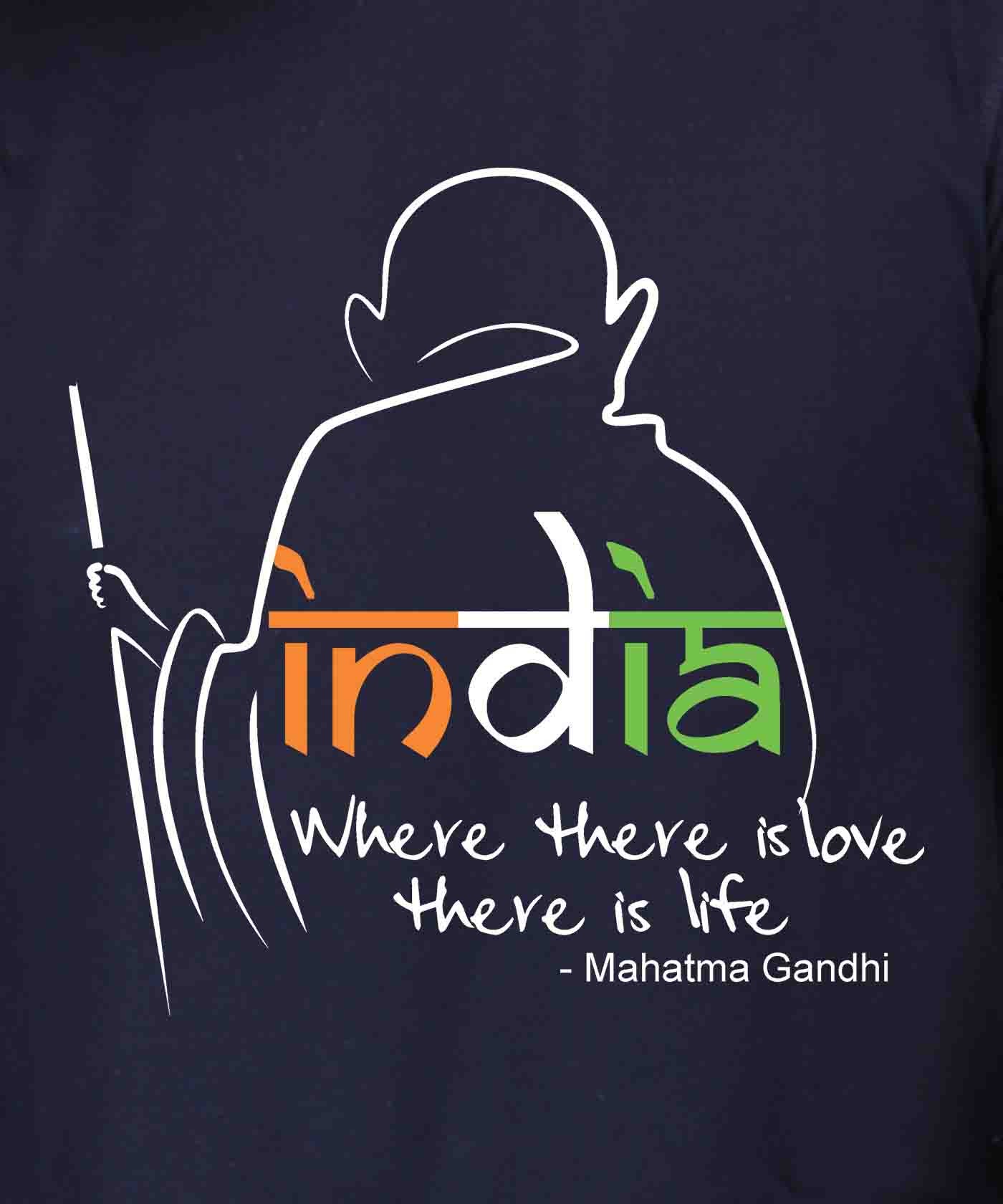 India Where There is Love - Premium Round Neck Cotton Tees for Men - Navy Blue
