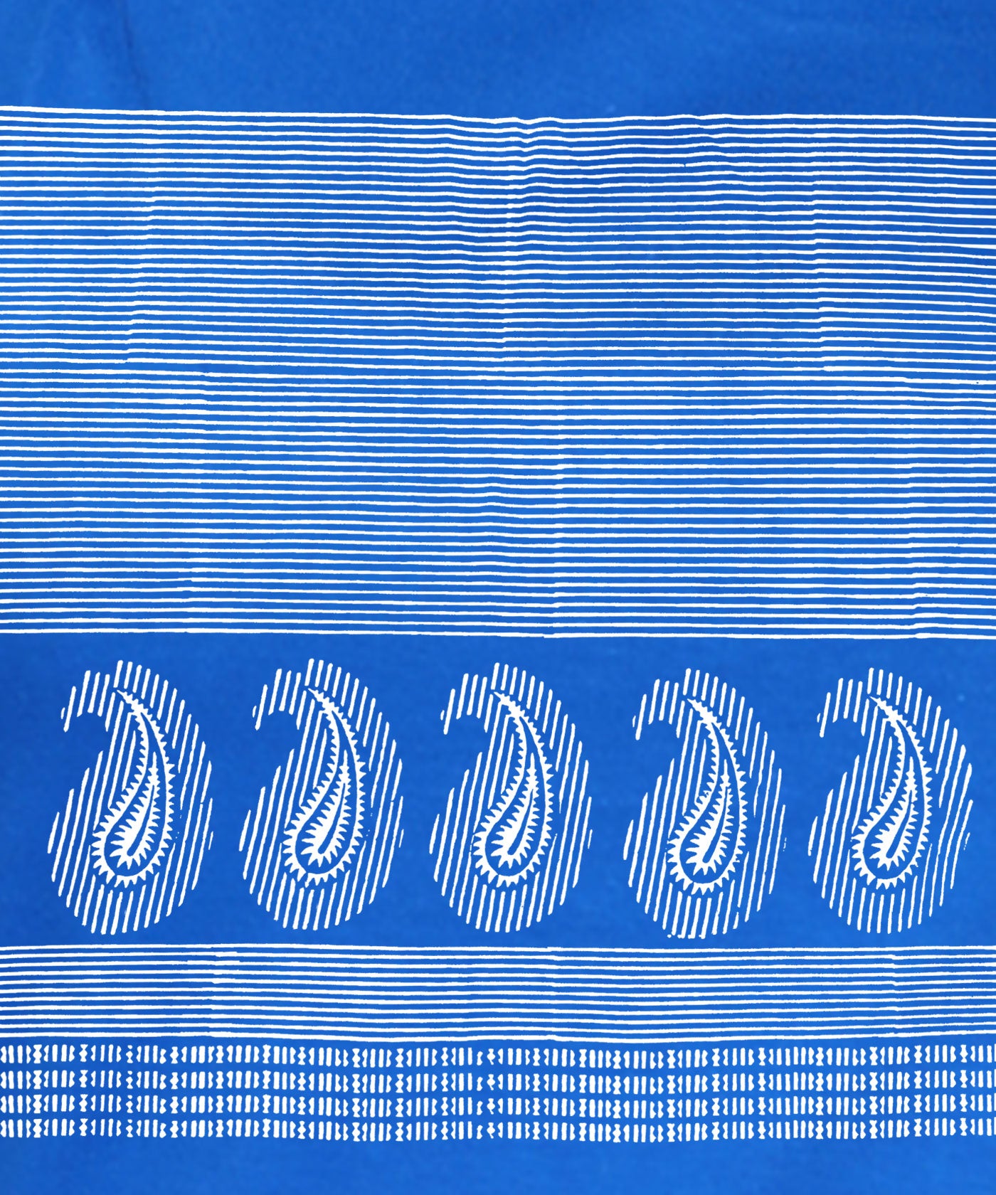Mango H-Line Border - Block Print Tees for Women - Electric Blue