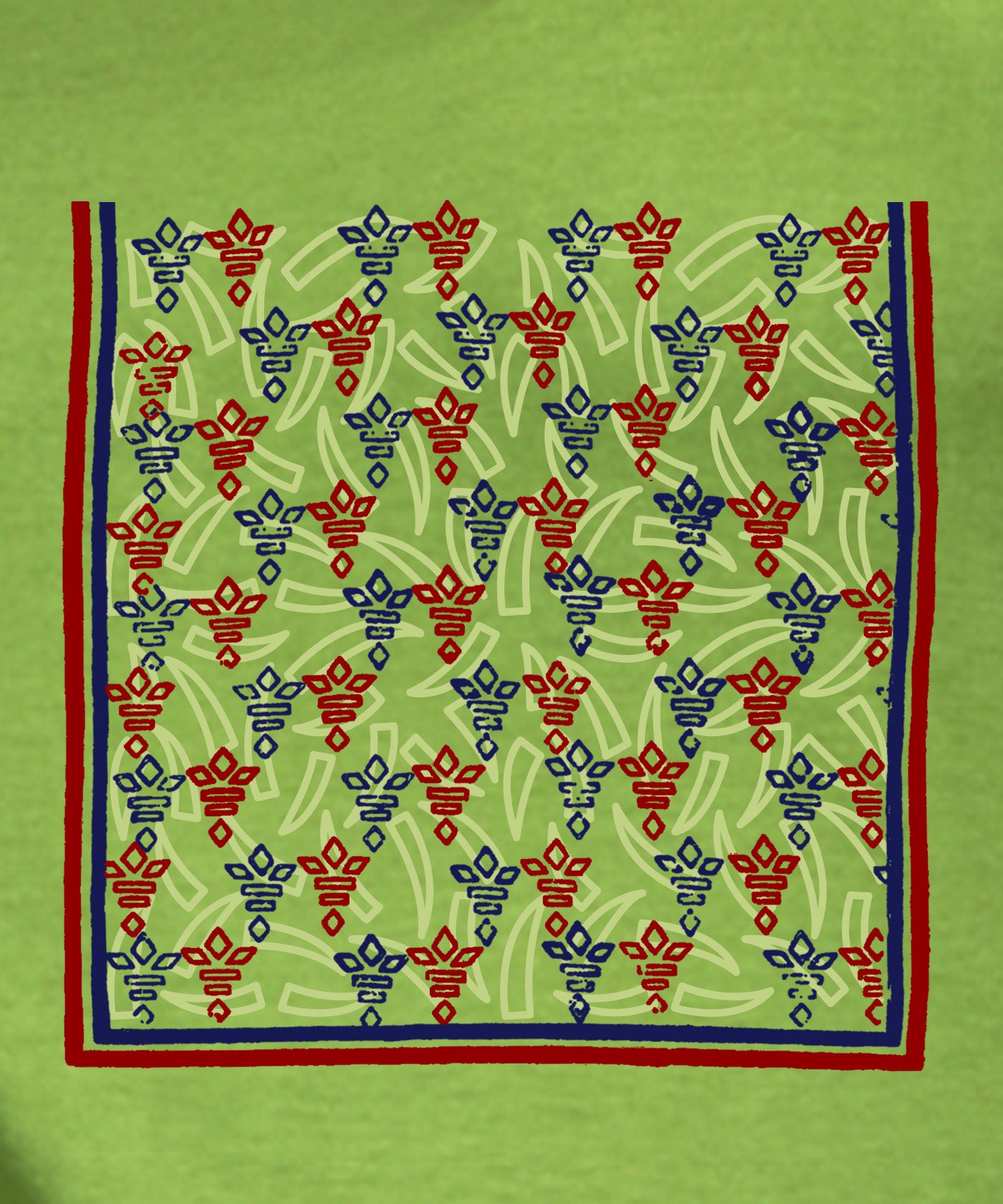 Elephant Border - Block Print Tees for Women - Parrot Green