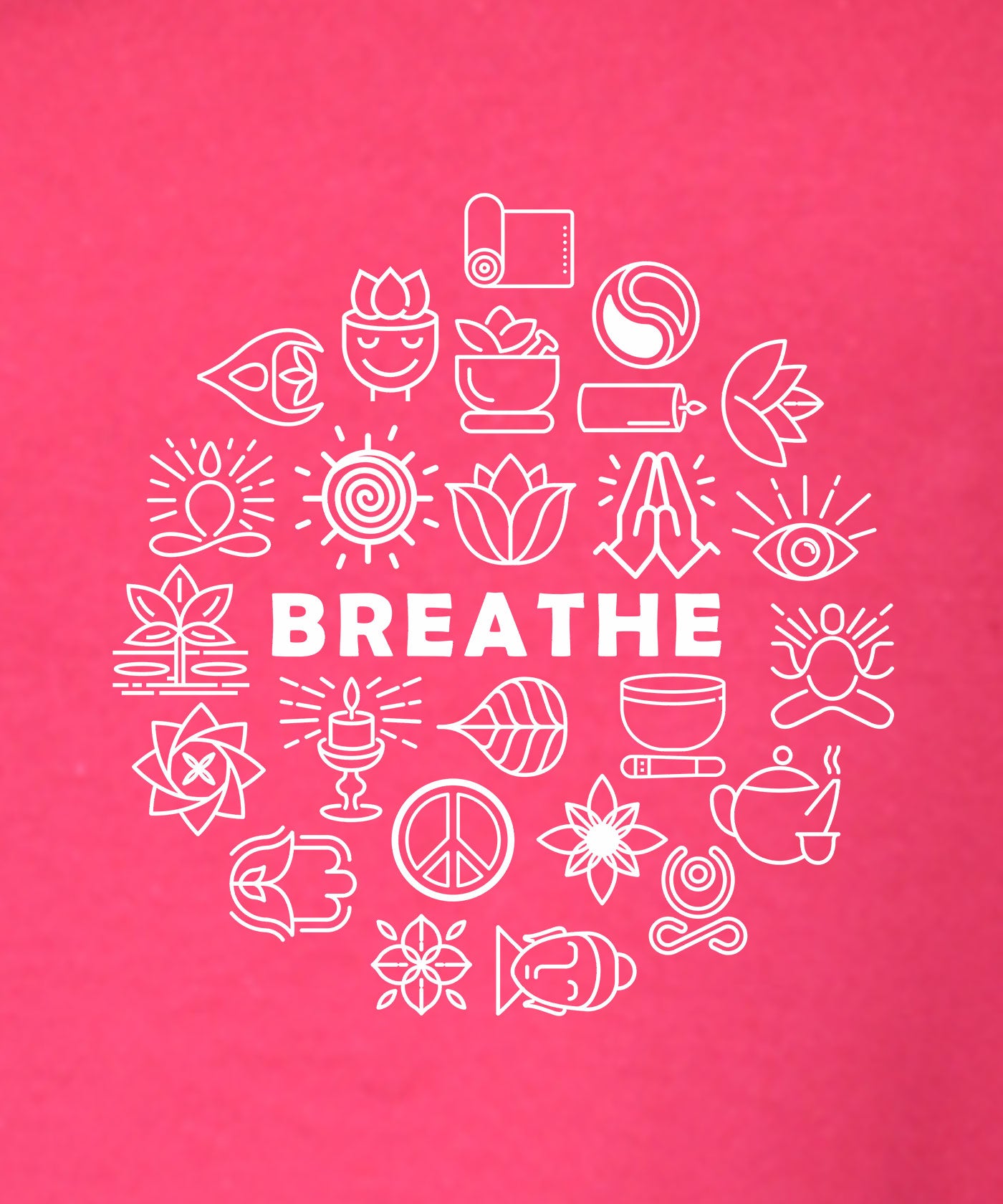 Breathe Yoga Iconography - Premium Round Neck Cotton Tees for Women - Magenta