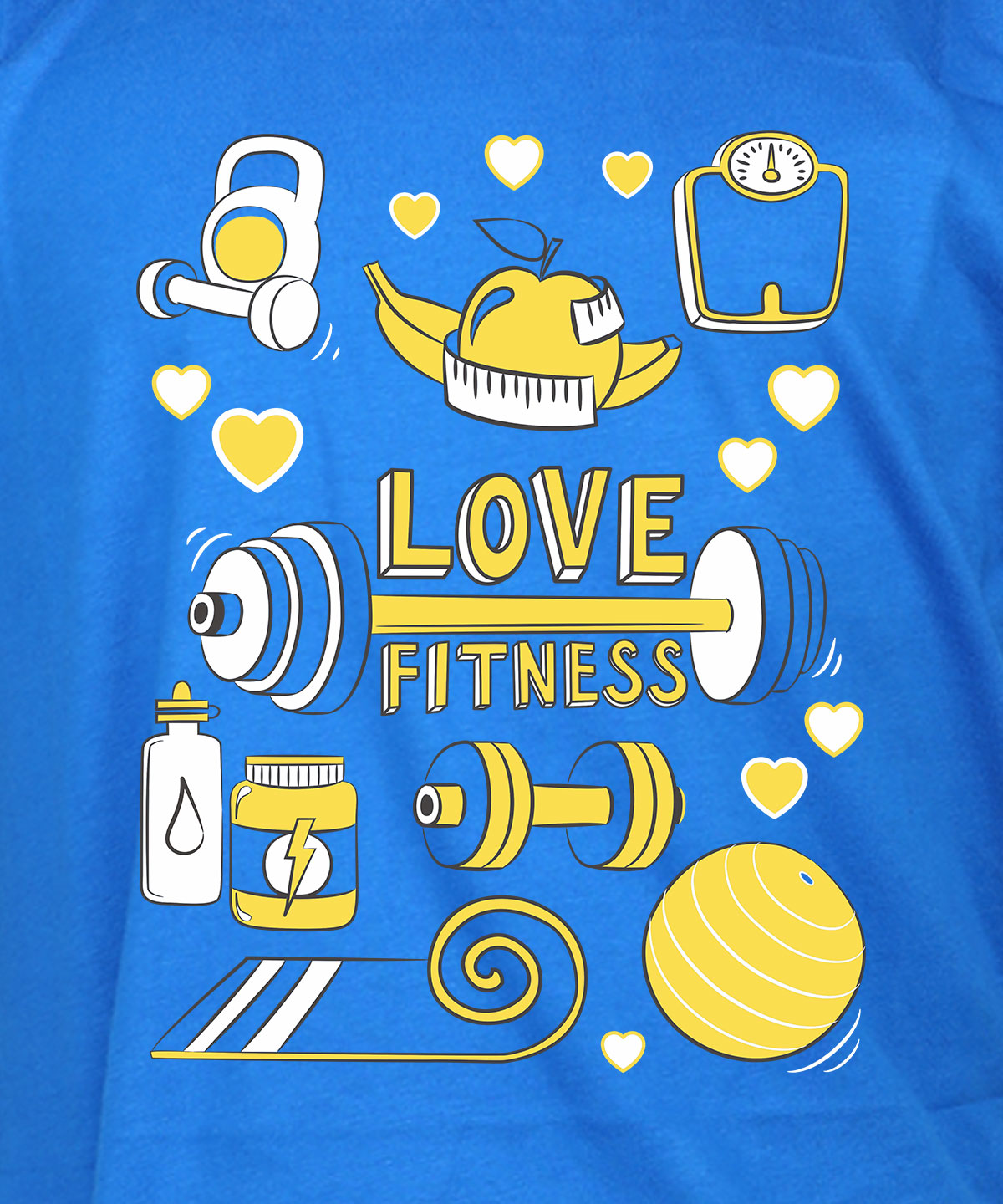 Love Fitness - Premium Round Neck Cotton Tees for Juniors - Electirc Blue