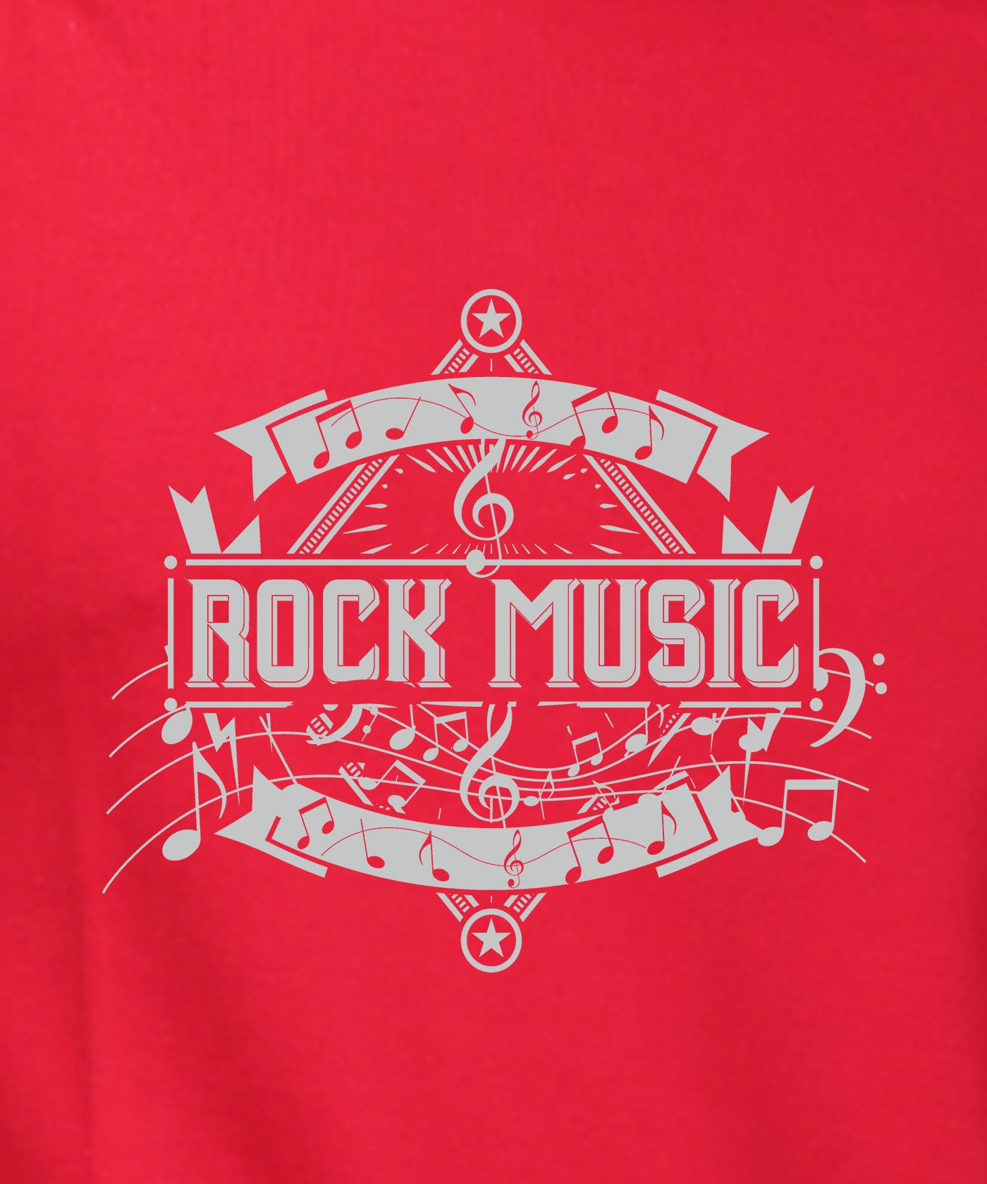 Rock Music - Premium Round Neck Cotton Tees for Men - Red