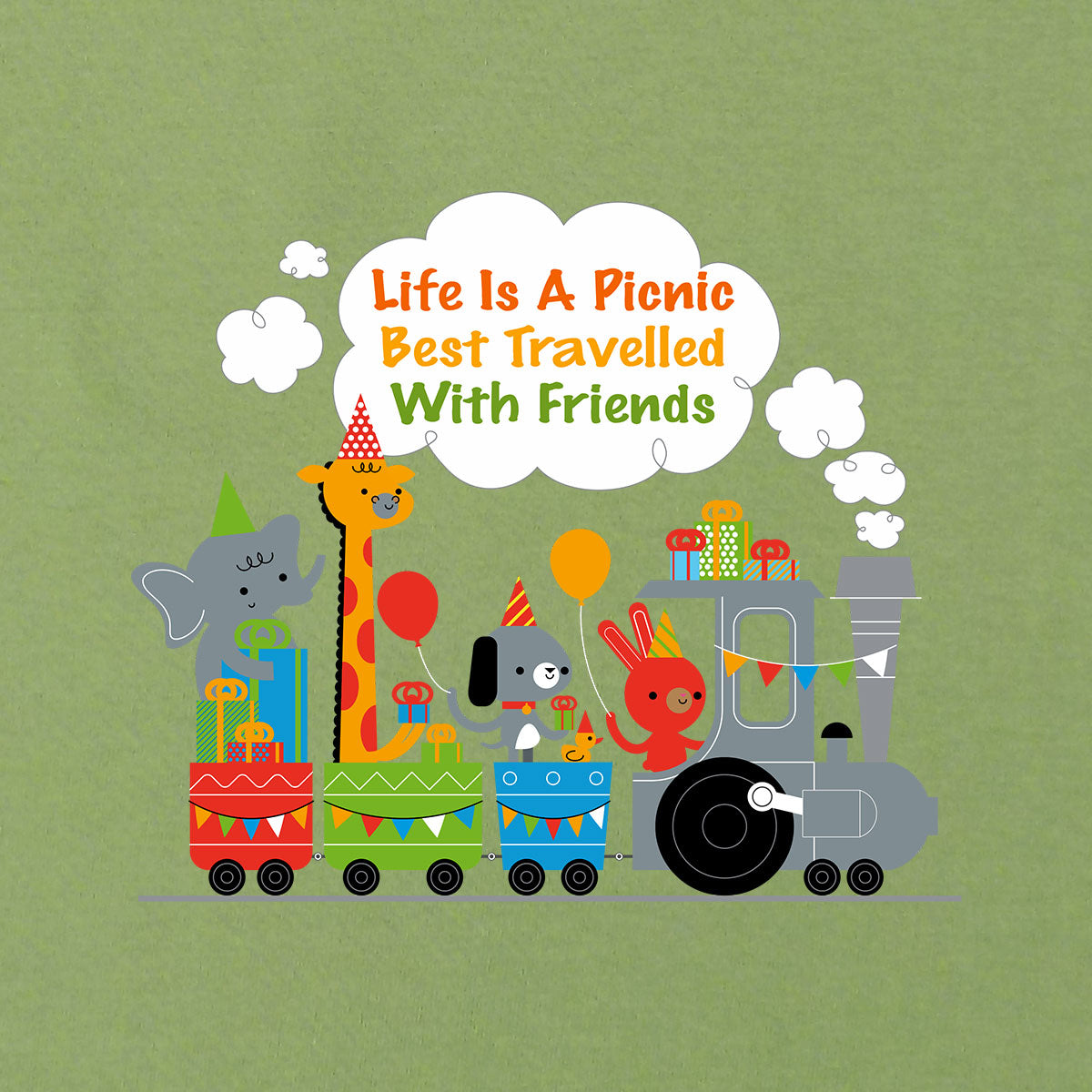 Life is a Picnic Best - Premium Round Neck Cotton Tees for Kids - Parrot Green