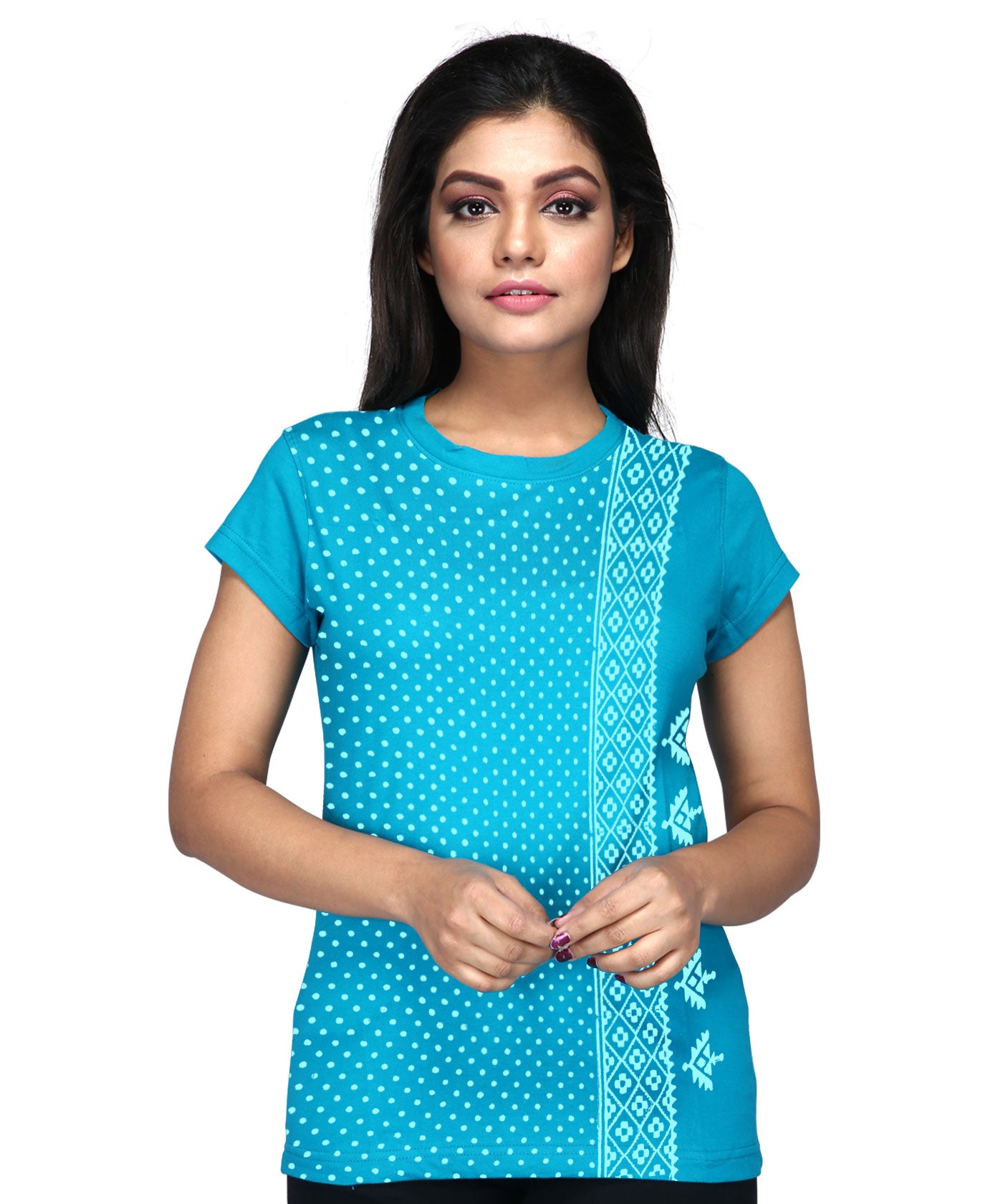 Not All Over - Block Print Tees for Women - Turquoise
