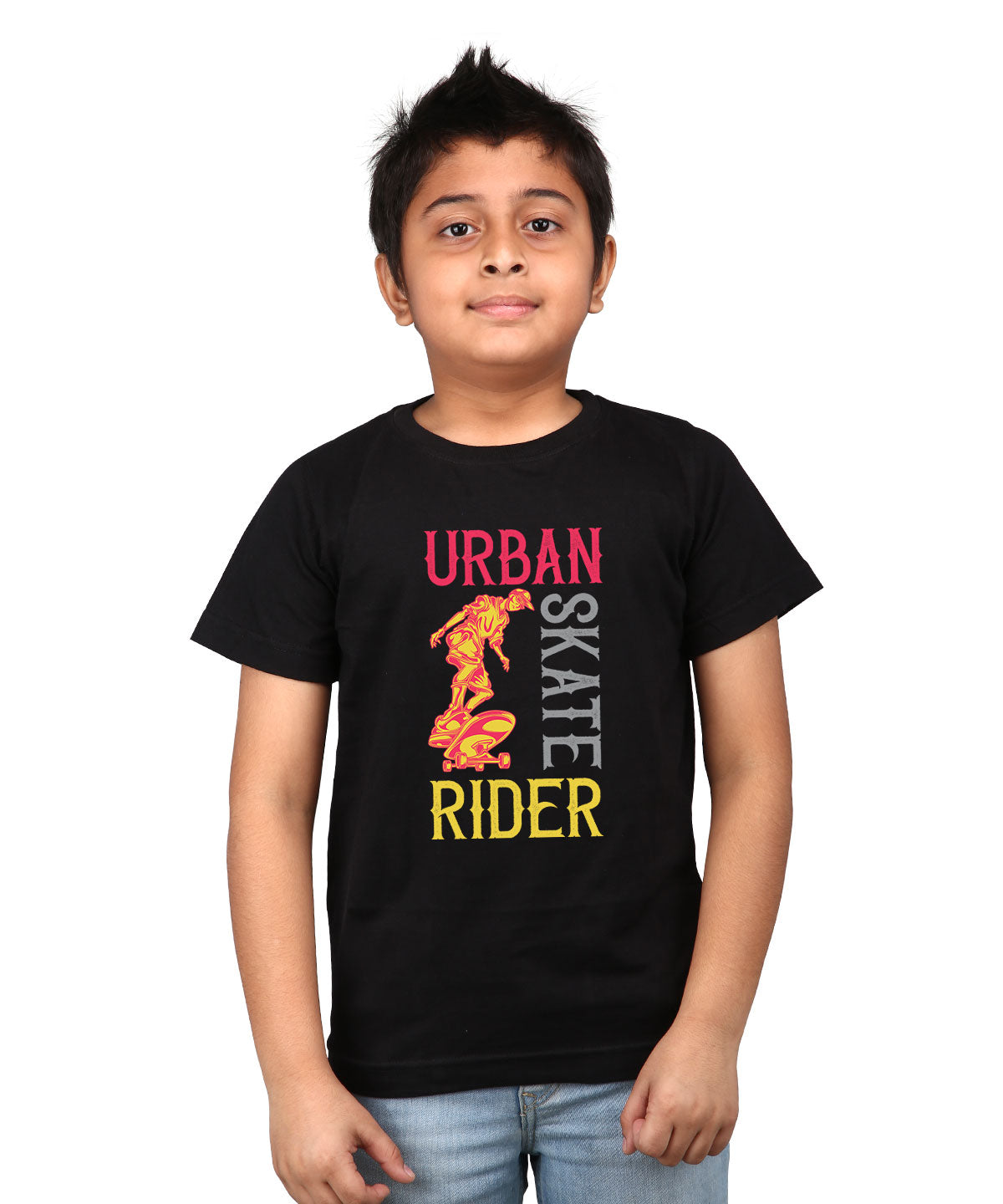 Urban Skate Rider - Premium Round Neck Cotton Tees for Juniors - Black
