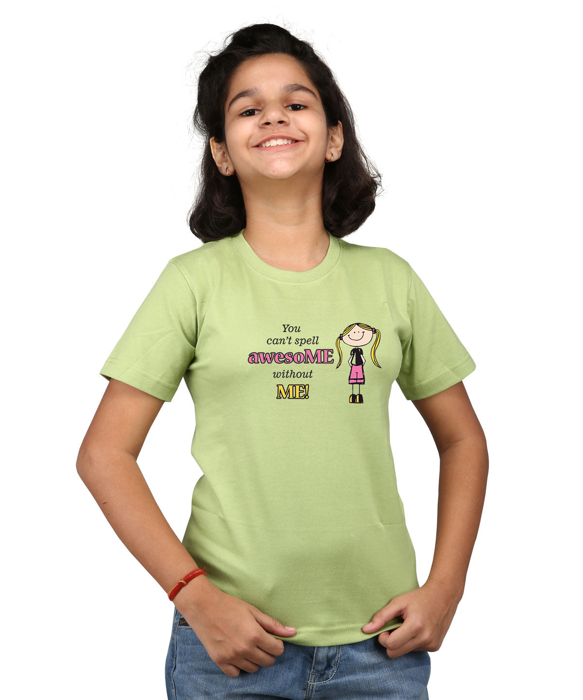 Awesome Me - Premium Round Neck Cotton Tees for Juniors - Parrot Green
