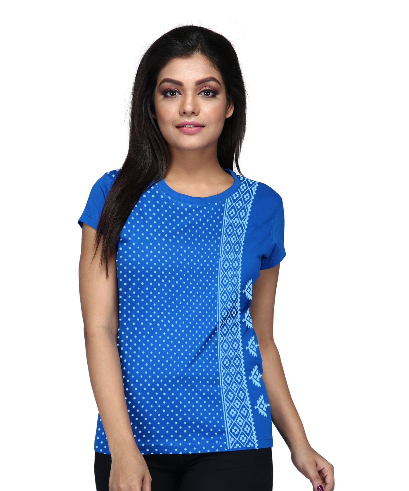 Not All Over - Block Print Tees for Women - Electric Blue