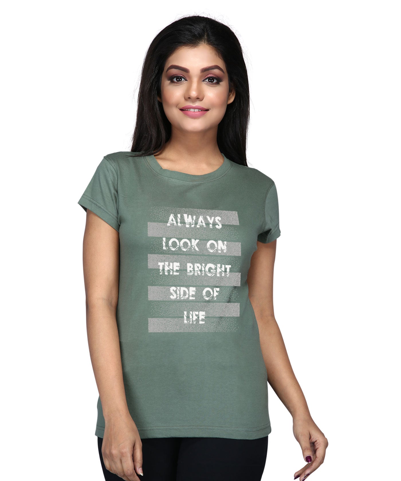 Always Look - Block Print Tees for Women - Military Green
