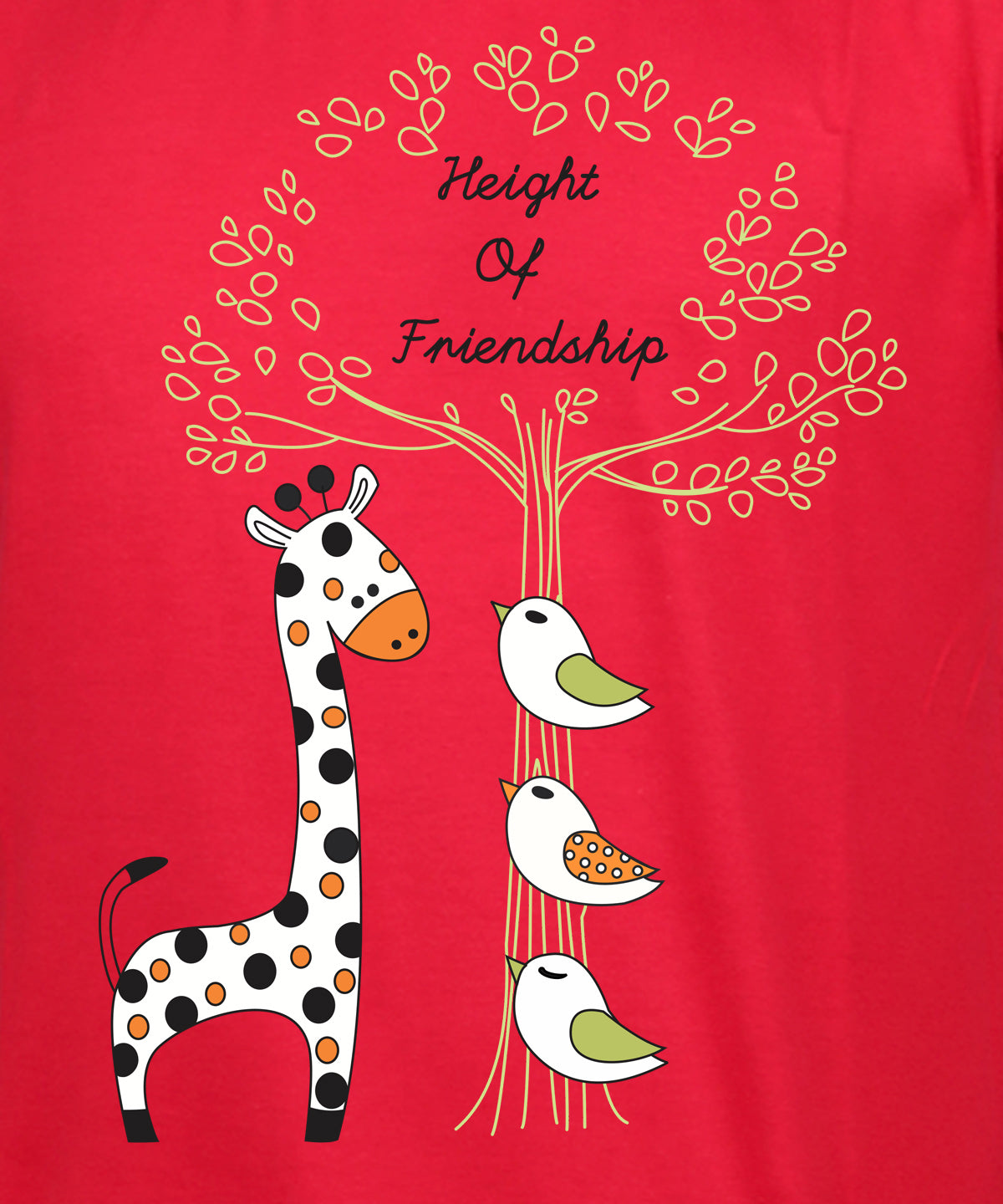 Height of Friendship - Premium Round Neck Cotton Tees for Juniors - Red