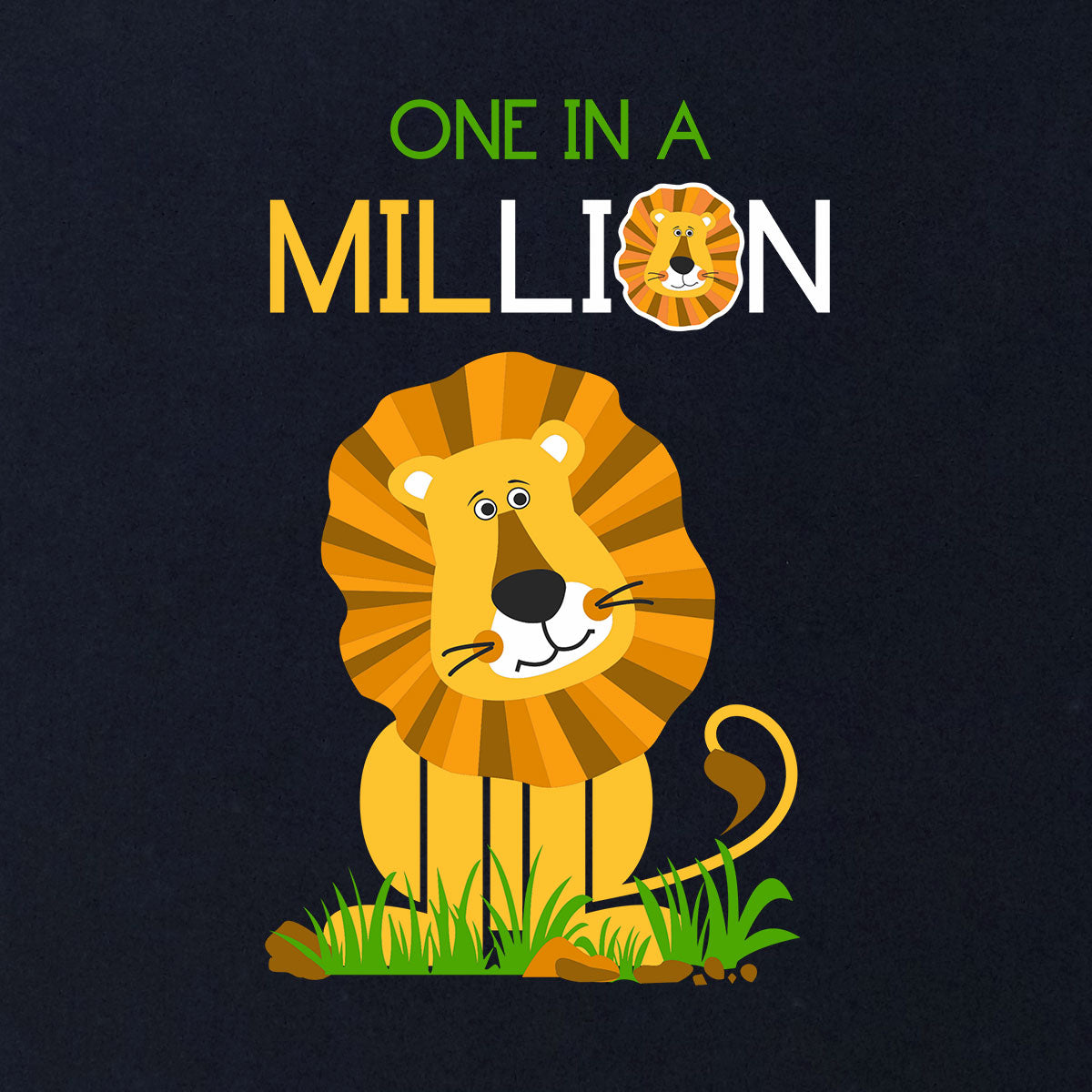 One In A Million - Premium Round Neck Cotton Tees for Kids - Navy Blue