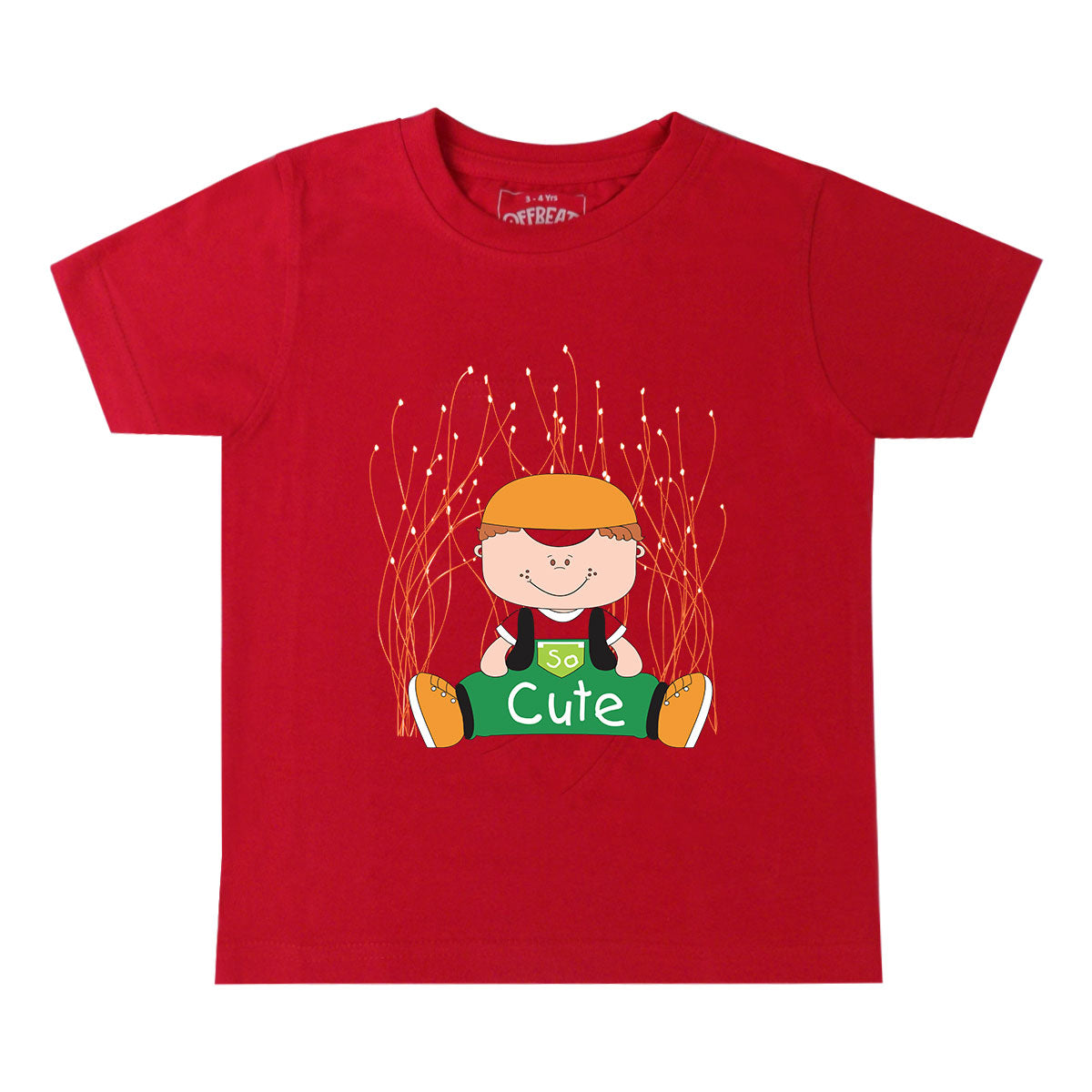 Cute - Premium Round Neck Cotton Tees for Kids - Red