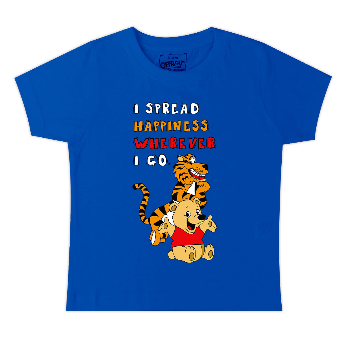 I Spread Happiness - Premium Round Neck Cotton Tees for Kids - Electric Blue