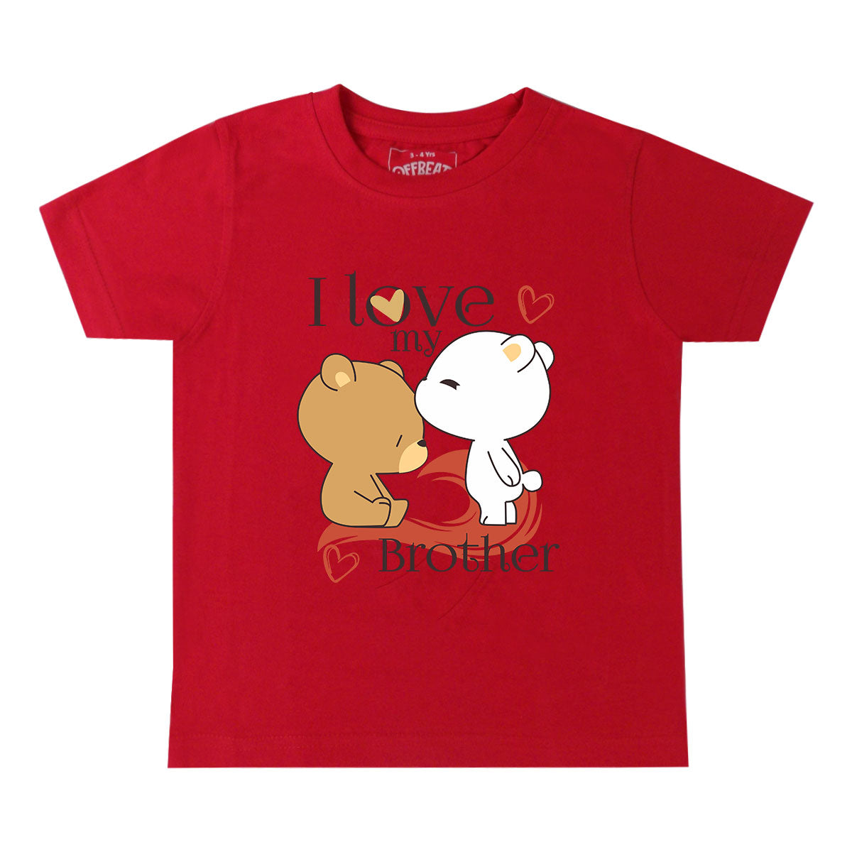 I Love My Brother - Premium Round Neck Cotton Tees for Kids - Red