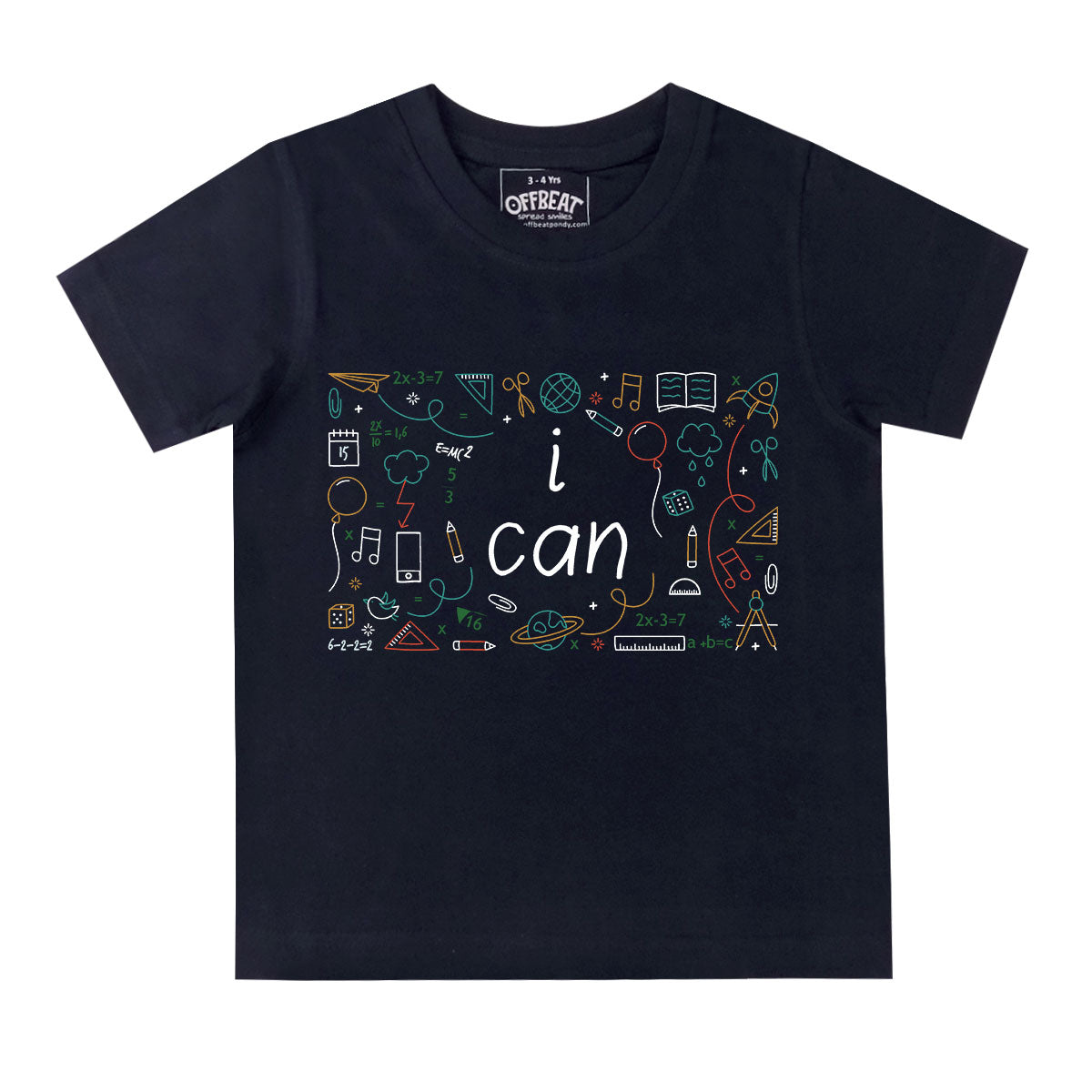 I Can - Premium Round Neck Cotton Tees for Kids - Navy Blue