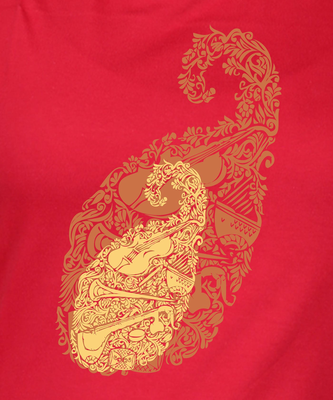 Musical Harmony - Premium Round Neck Cotton Tees for Women - Red