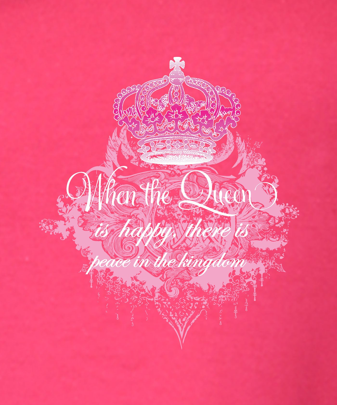 Queen Is Happy - Premium Round Neck Cotton Tees for Women - Magenta