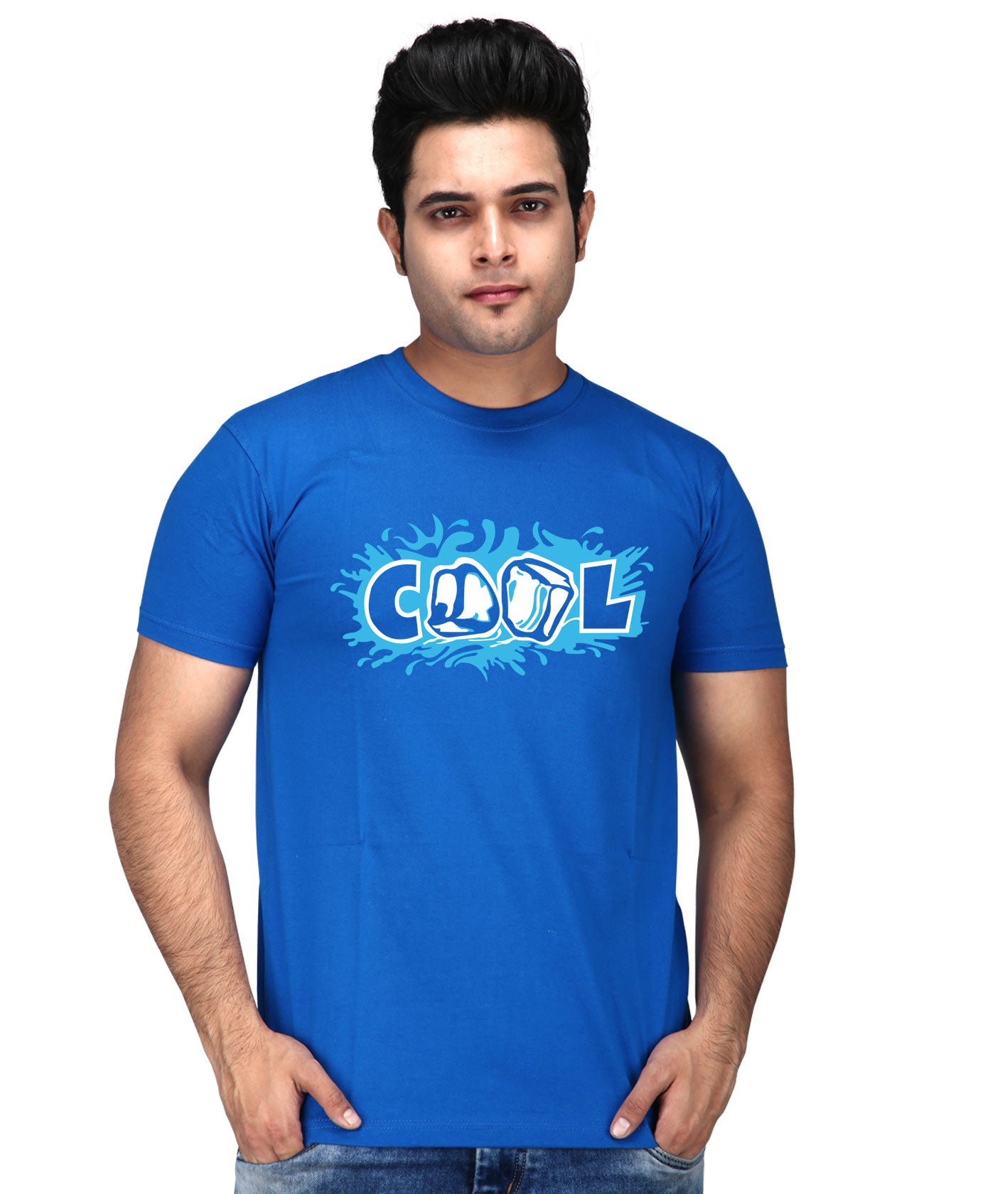 Ice Cool - Premium Round Neck Cotton Tees for Men - Electric Blue
