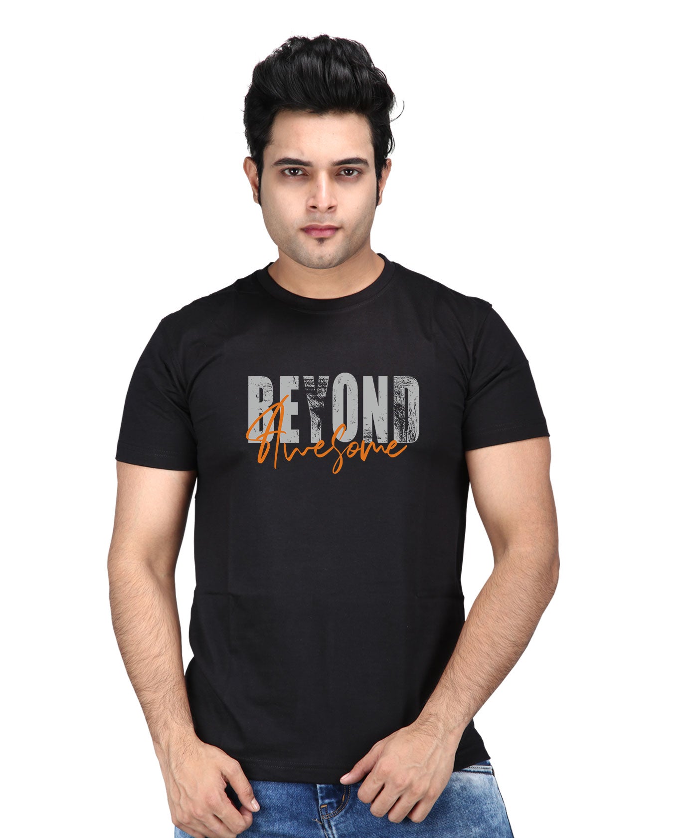 Beyond Awesome - Premium Round Neck Cotton Tees for Men - Black