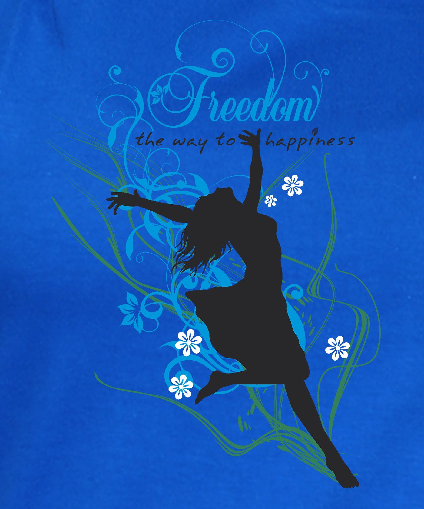 Freedom - Premium Round Neck Cotton Tees for Women - Electric Blue