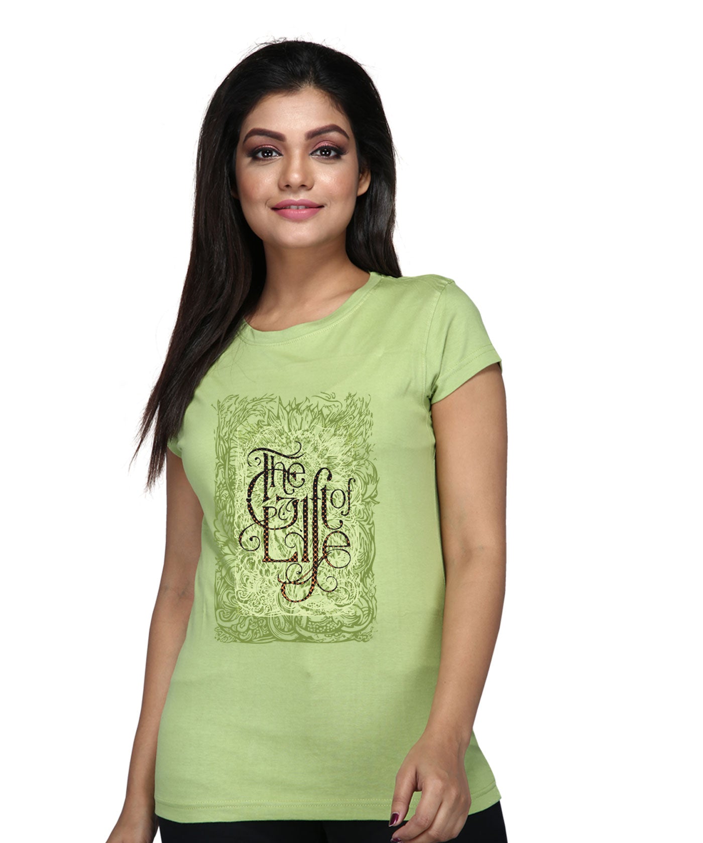 The Gift of life - Premium Round Neck Cotton Tees for Women - Parrot Green