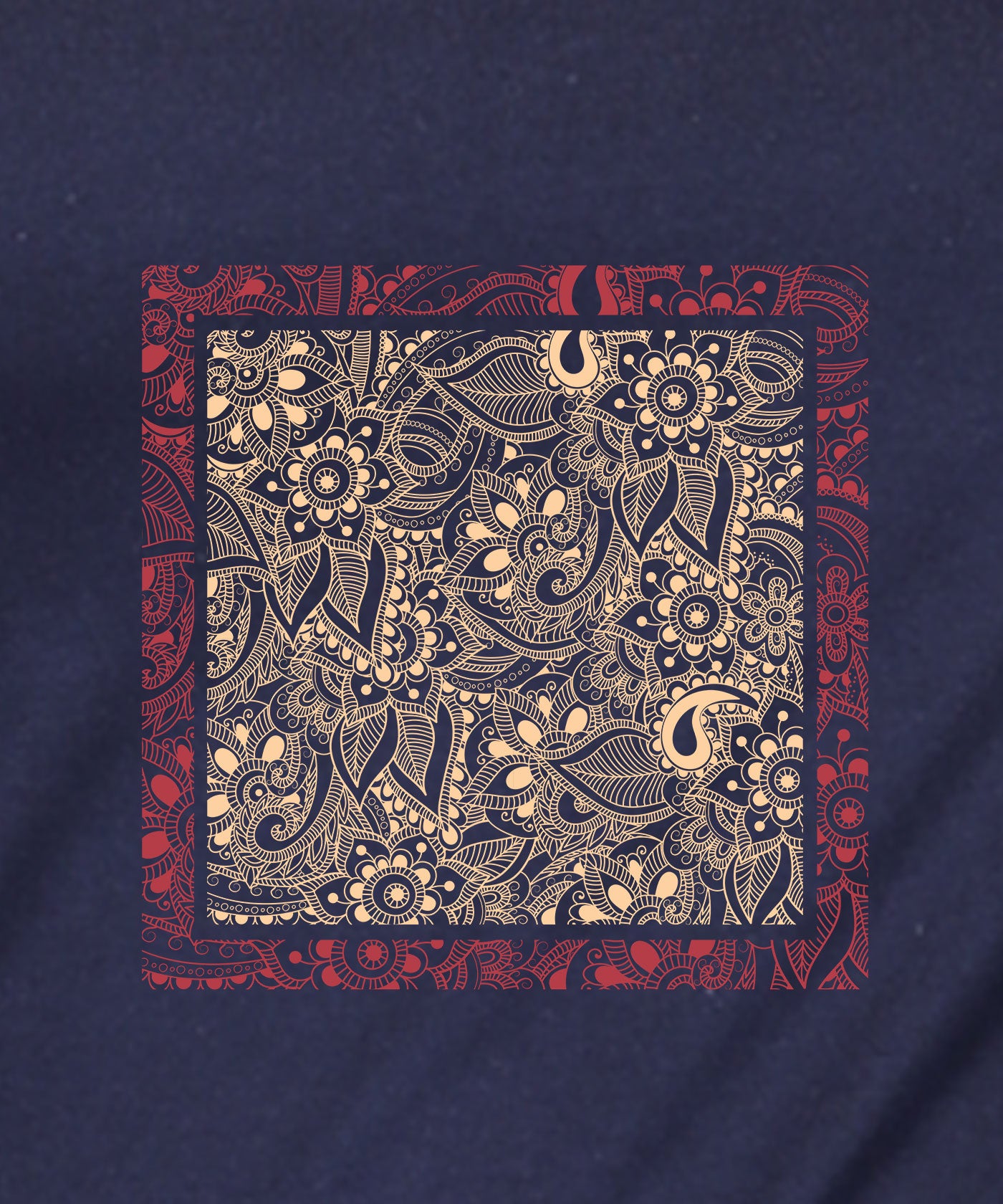 Flowers And Leaves Art - Premium Round Neck Cotton Tees for Women - Navy Blue
