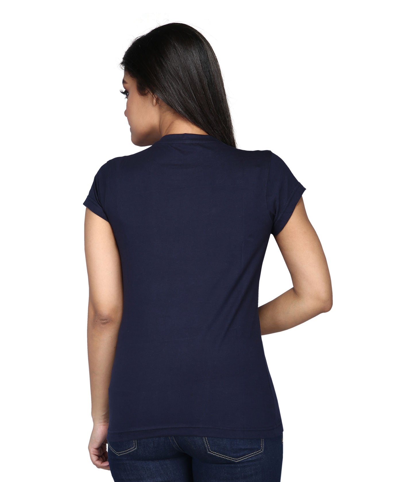 Too Glam To Give A Damn - Premium Round Neck Cotton Tees for Women - Navy Blue