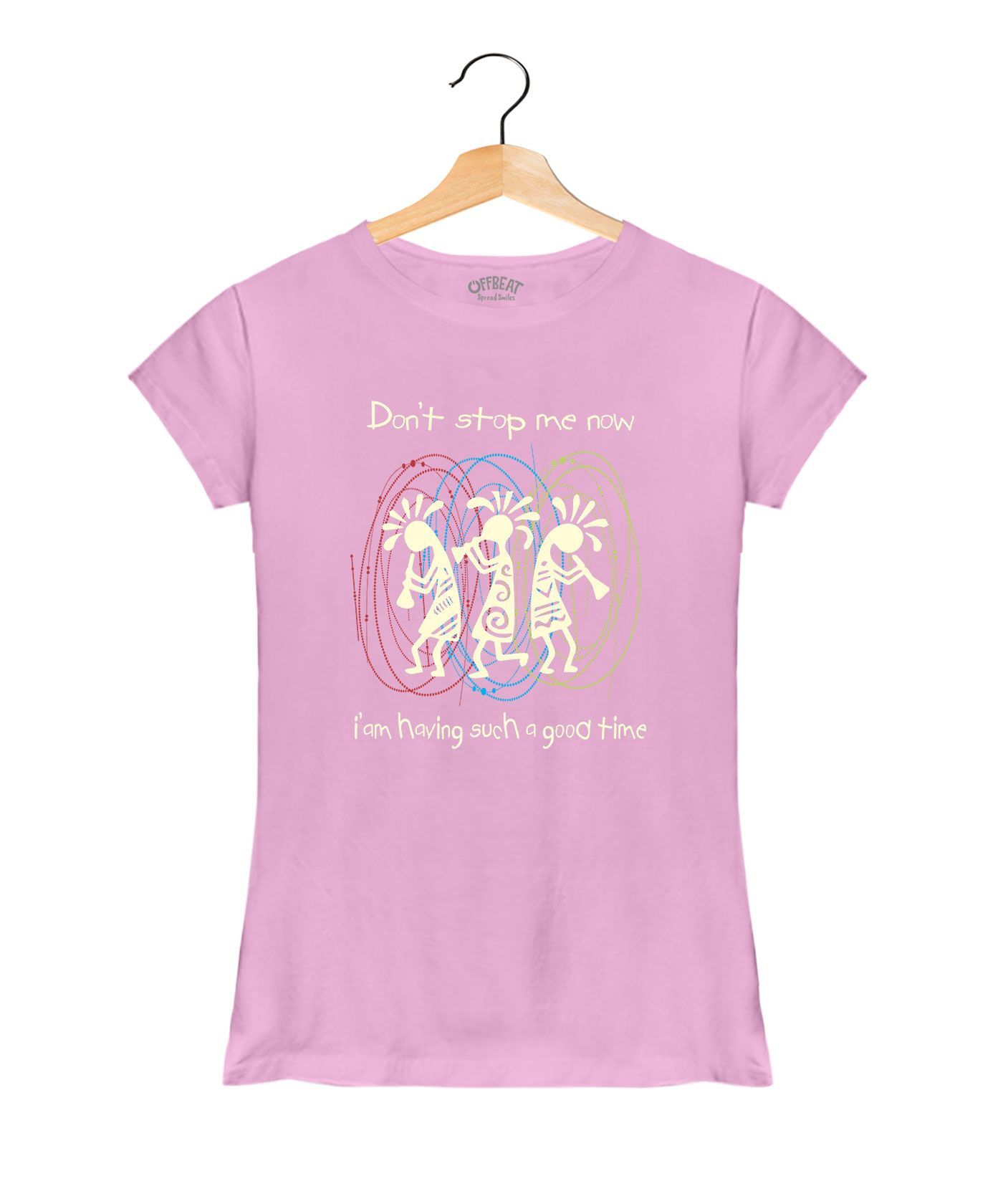 Don t Stop Me Now - Premium Round Neck Couple Tees in Cotton for Women - Electric Blue