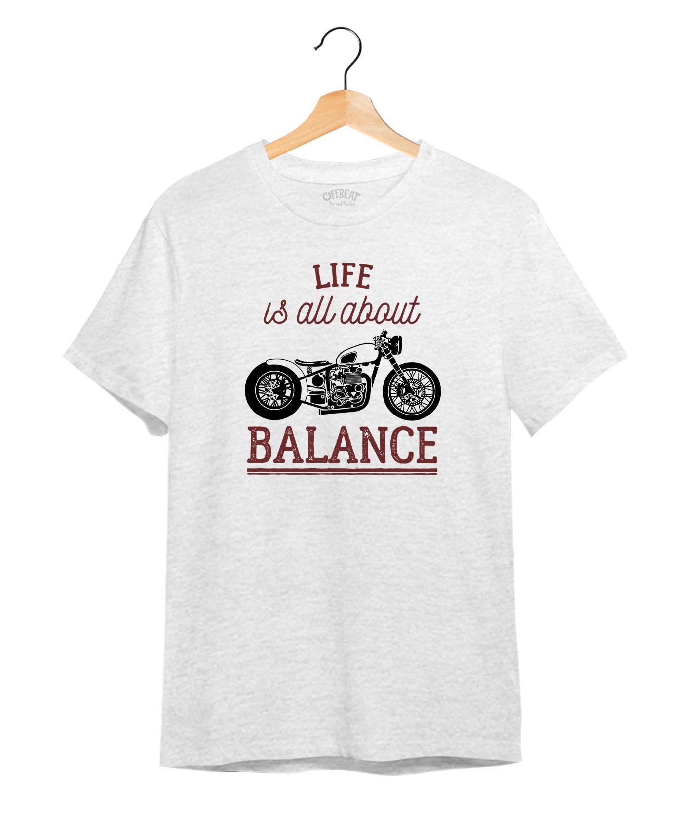 Life is About Balance - Premium Round Neck Cotton Tees for Men - White Melange